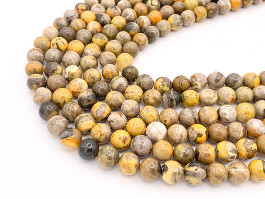 Bumblebee Jasper Round Smooth Shiny Natural Yellow Gemstone Beads For Men/Women's Jewelry Making 15" 8mm 10mm