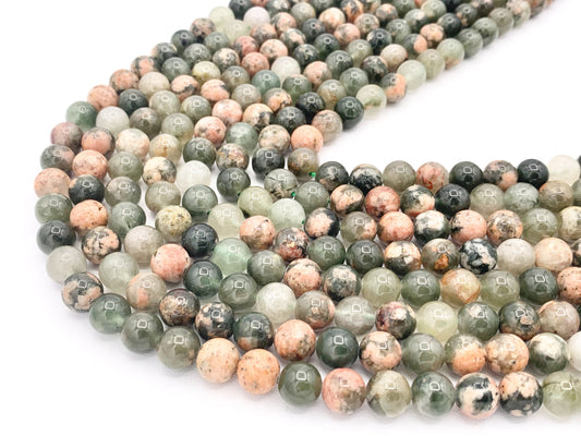Green Sakura Chalcedony Round Smooth Shiny Natural Gemstone Beads 15"-16"