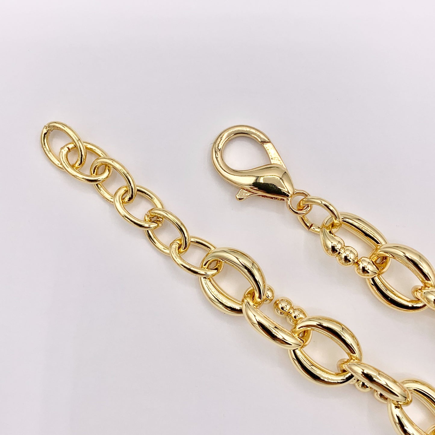 Chunky Oval Link Necklace 18K Gold Plated Copper Finished Necklace 17" + 1.5" Extension Link