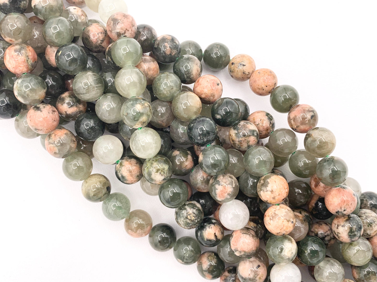 Green Sakura Chalcedony Round Smooth Shiny Natural Gemstone Beads 15"-16"