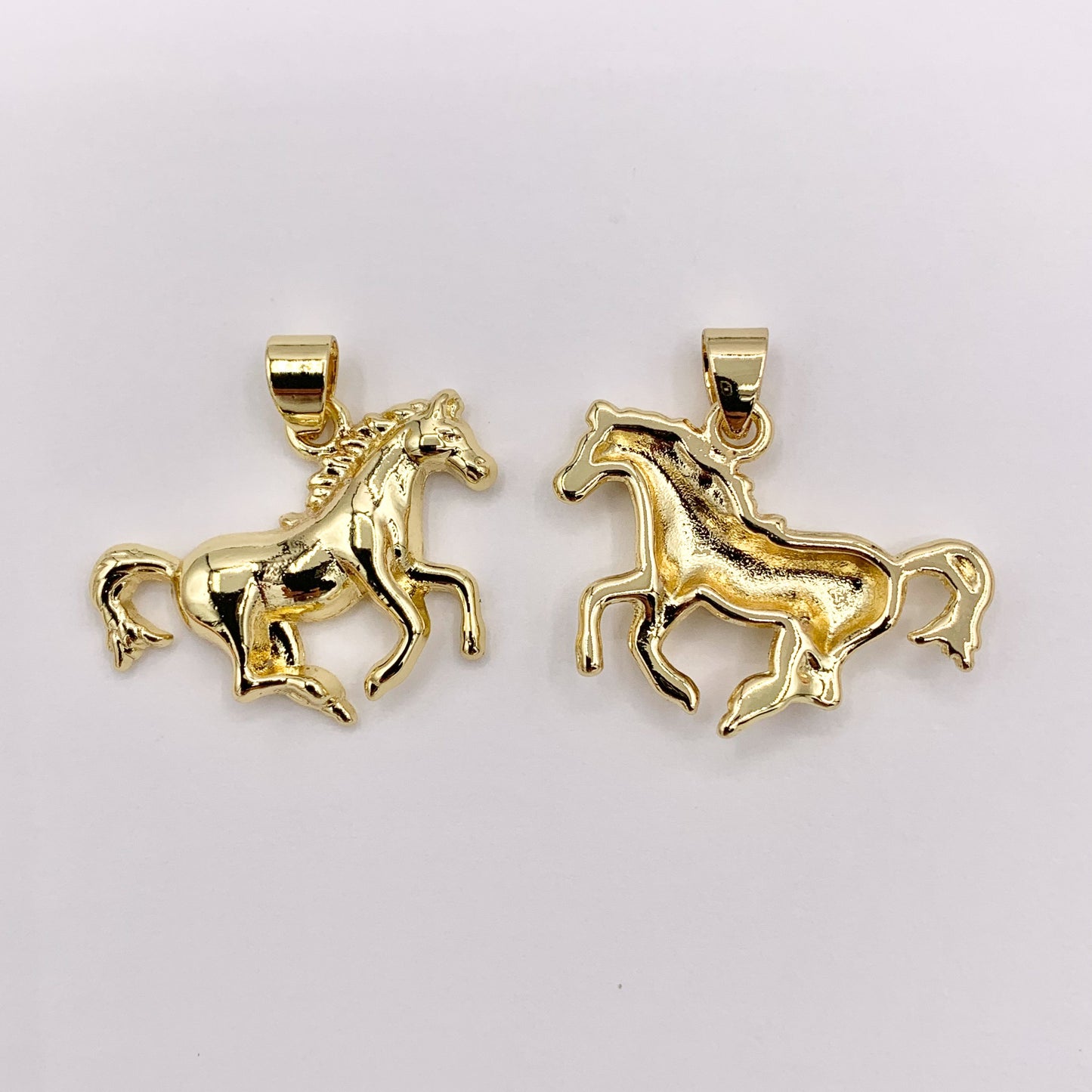 One Sided 3D Horse Charm in Real 18K Gold/Silver Plated Over Copper 10 PCS