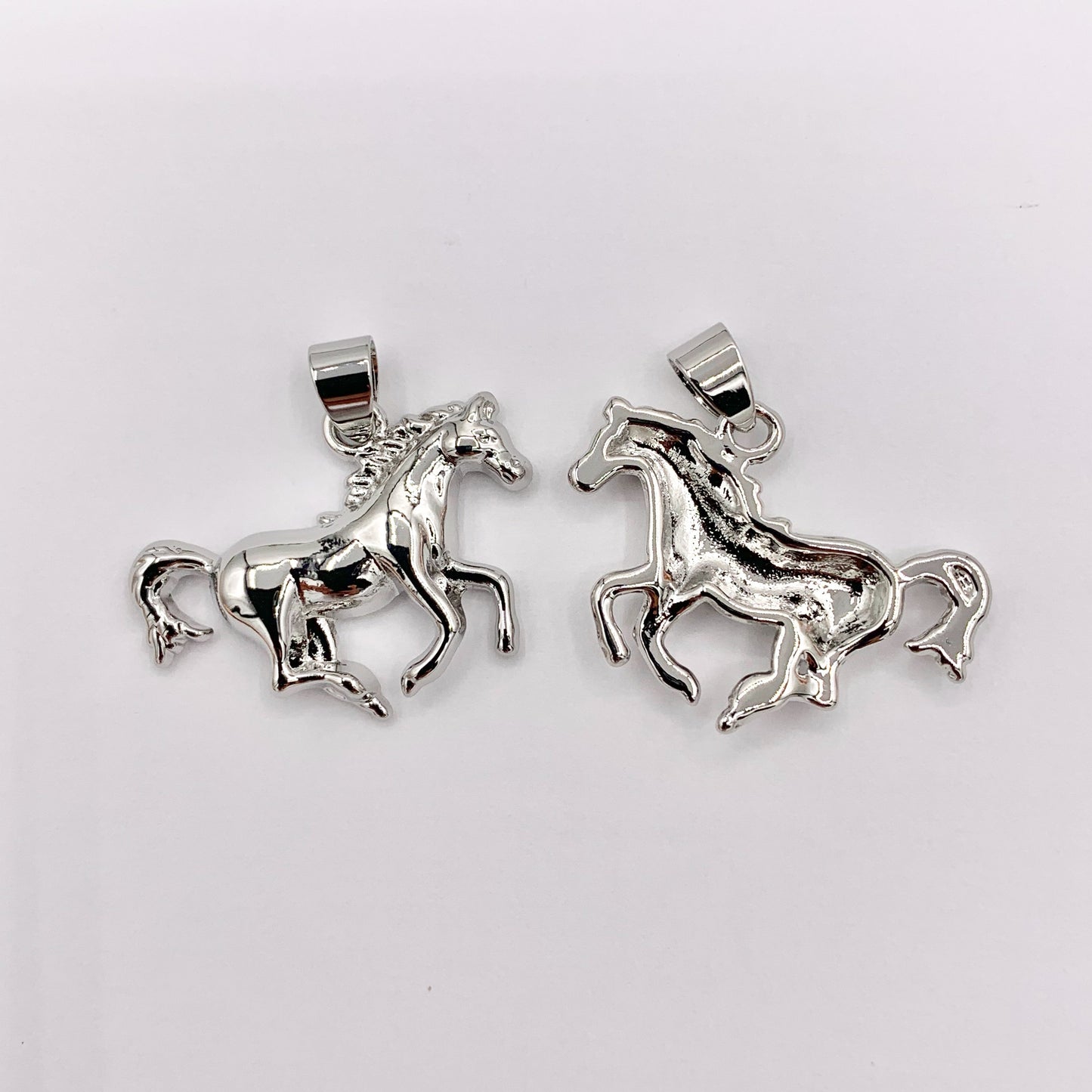 One Sided 3D Horse Charm in Real 18K Gold/Silver Plated Over Copper 10 PCS