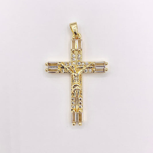 Religious Crucifix Cross Charm in Real Gold 18K Plated Micro CZ Pave Over Brass 8 PCS