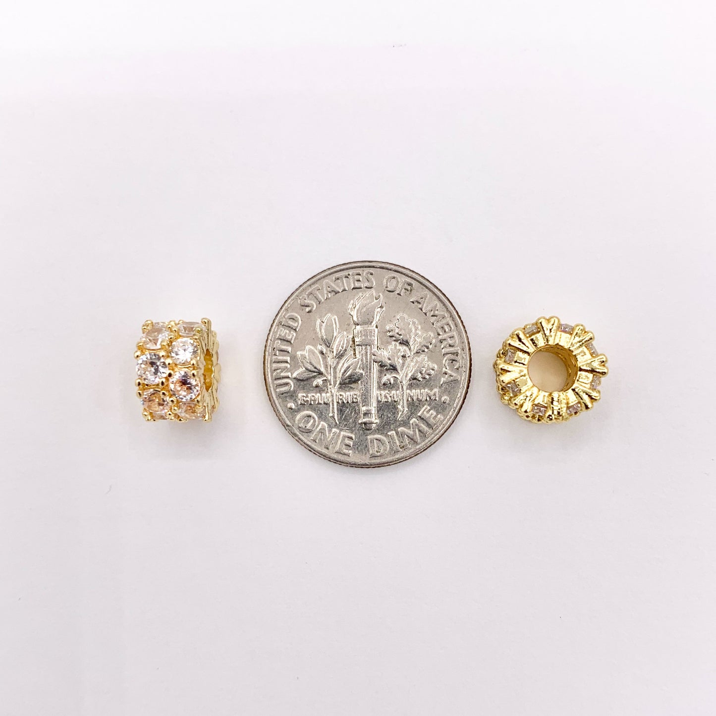 Baguette Spacer Beads | Real Gold 18K Plated Micro CZ Pave Tiny Barrel Space Beads Over Brass for Jewelry Making 10 PCS