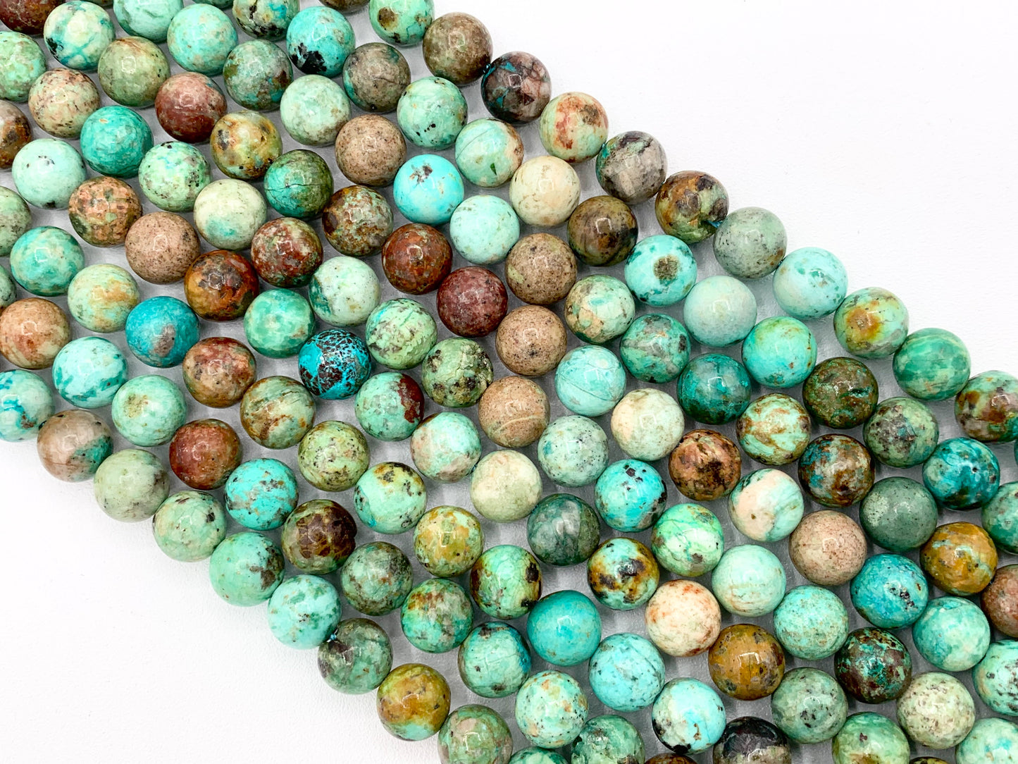 Grade AAA Peruvian Turquoise Round Smooth Shiny Natural Green Gemstone Beads 6mm 8mm 10mm Around 15"