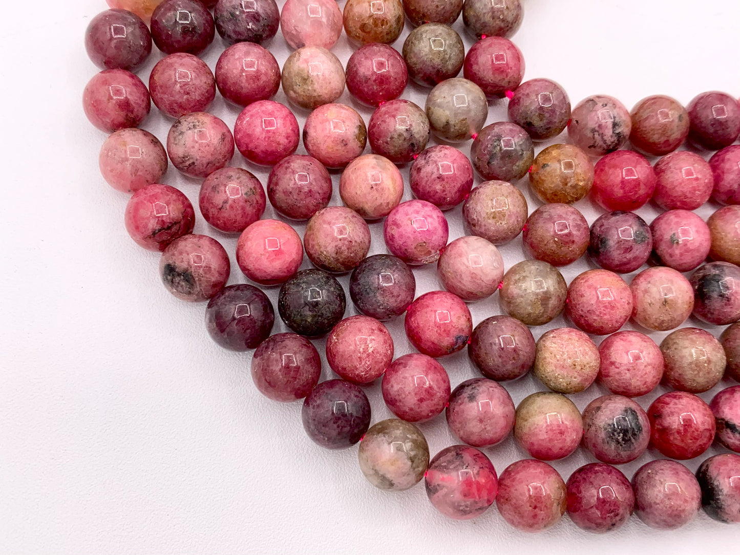Zambian Rhodonite Round Smooth Shiny Natural Pink Gemstone Beads 5mm 7mm 9mm For Jewelry Making 15"