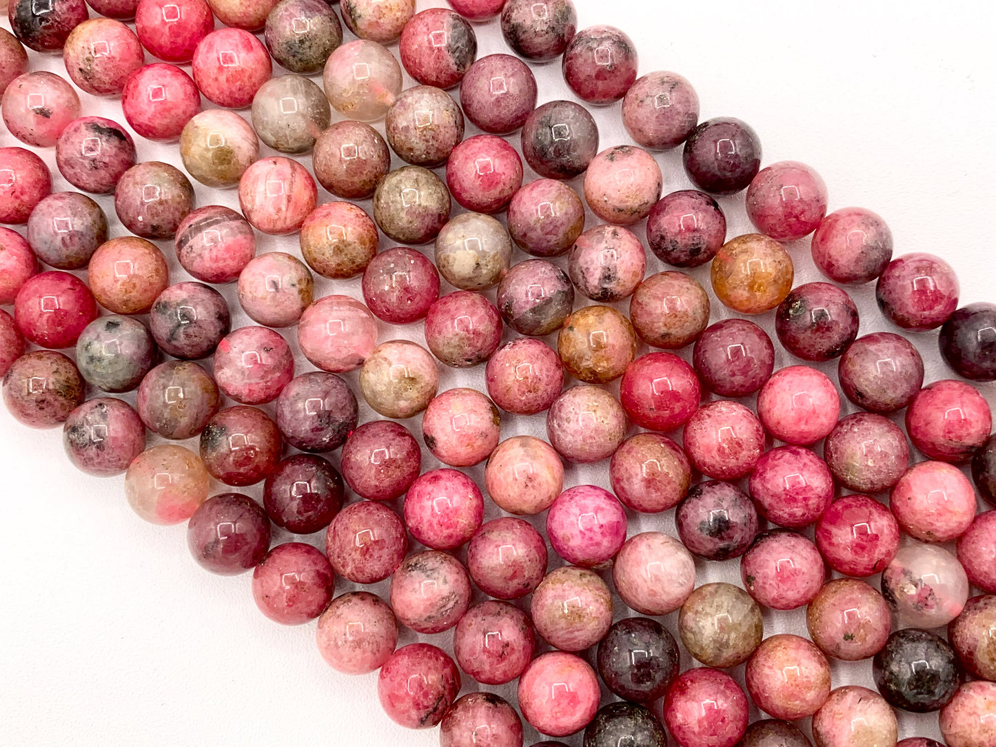 Zambian Rhodonite Round Smooth Shiny Natural Pink Gemstone Beads 5mm 7mm 9mm For Jewelry Making 15"