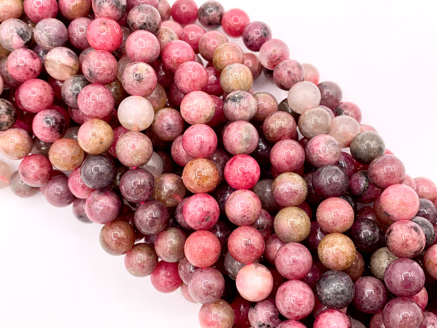 Zambian Rhodonite Round Smooth Shiny Natural Pink Gemstone Beads 5mm 7mm 9mm For Jewelry Making 15"