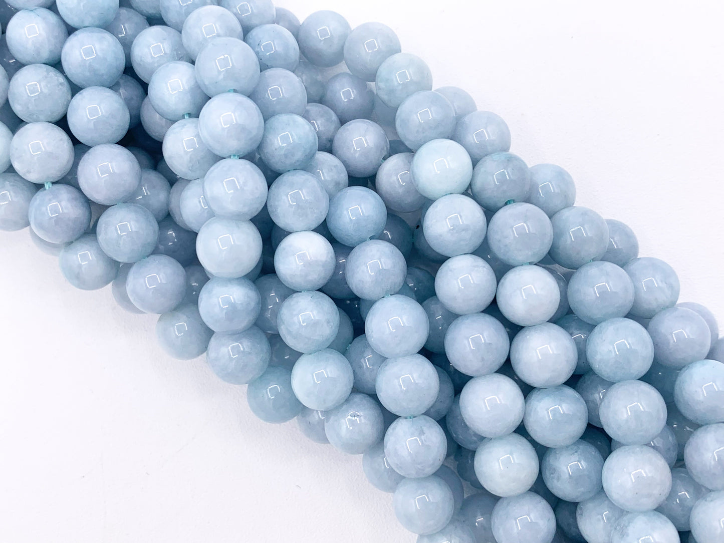 Grade AAA Sponge Quartz Beautiful Light Blue Round Smooth Gemstone Beads 6mm 8mm 10mm Around 15"
