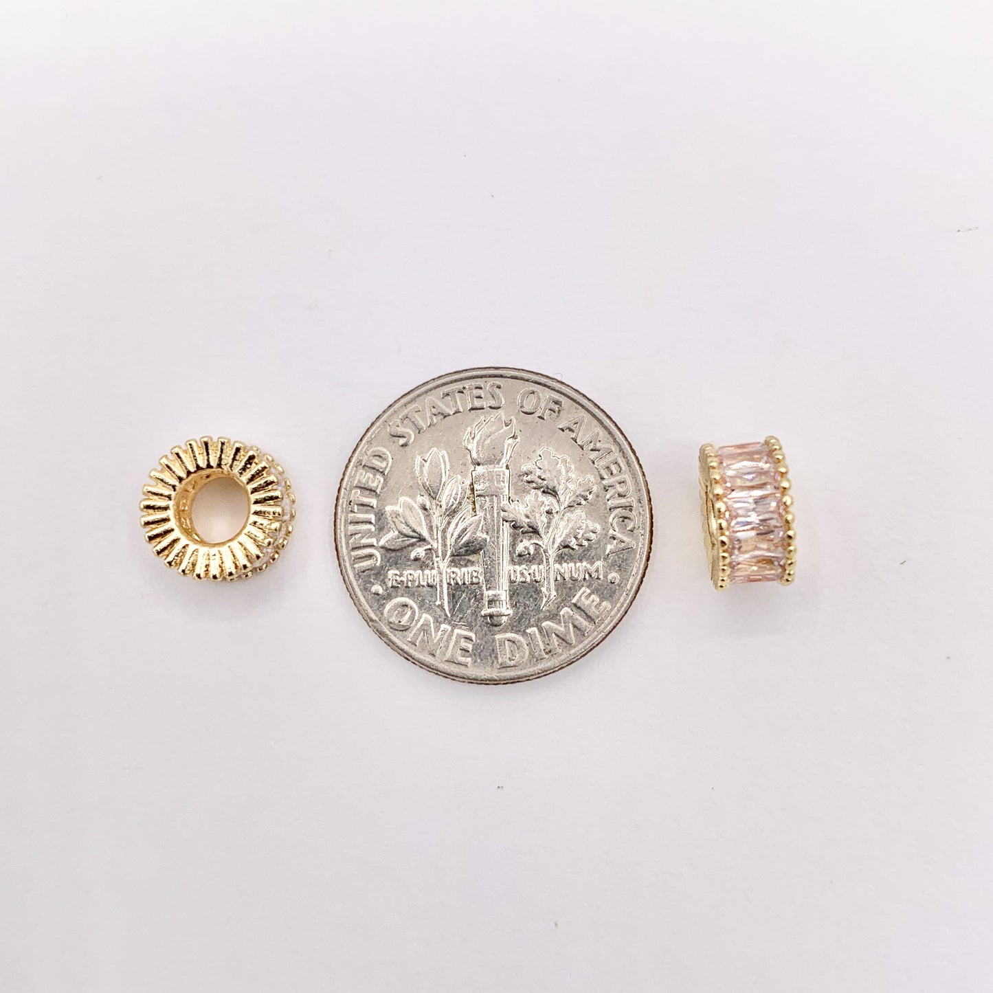 7-8mm Baguette Spacer Beads | Real Gold 18K Plated Micro CZ Pave Tiny Tube Space Beads Over Brass for Jewelry Making 10 PCS