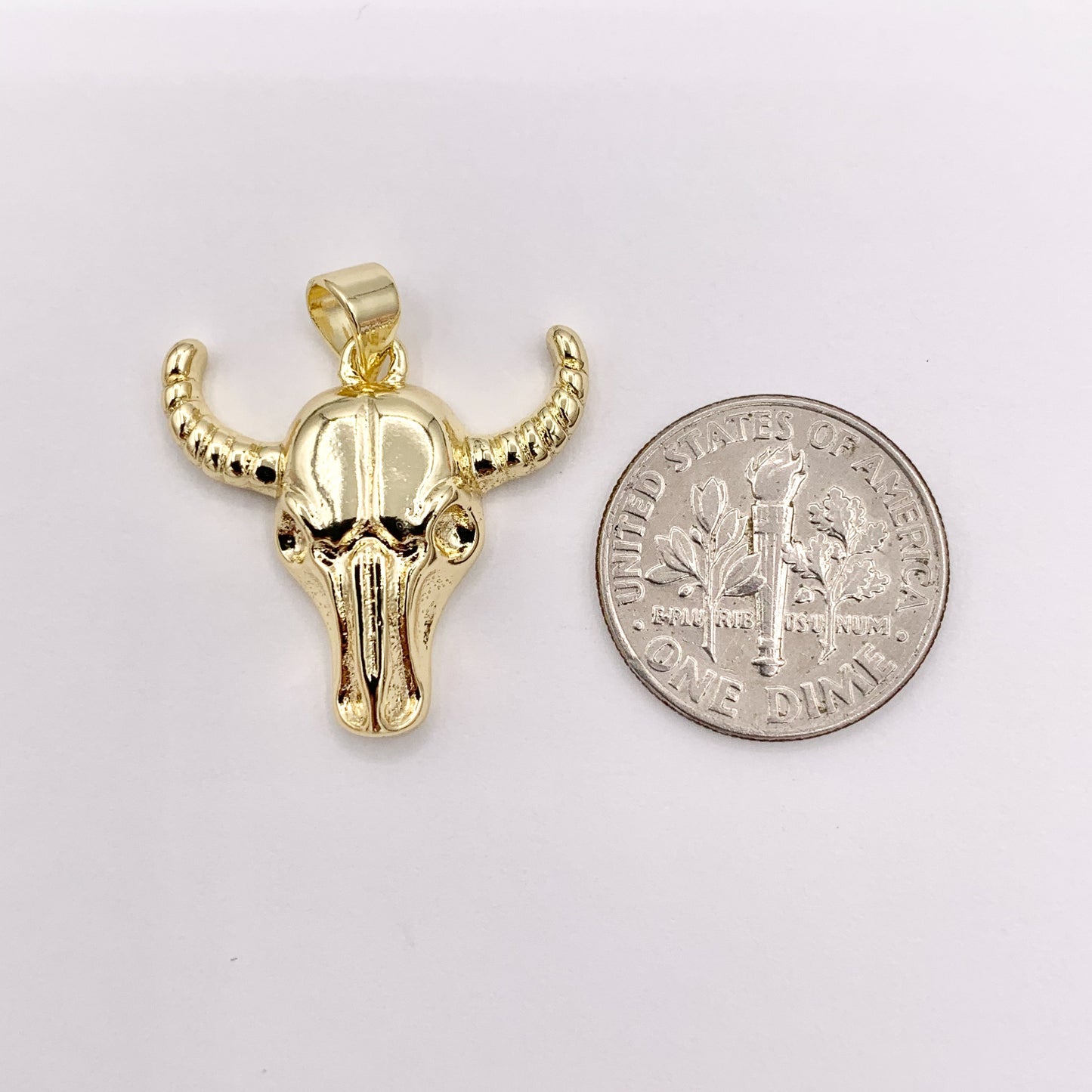 22x21mm Long Horn Steer Head Pendants High Quality Small Bull Head Charms in 18K Gold Plated Copper 10 PCS