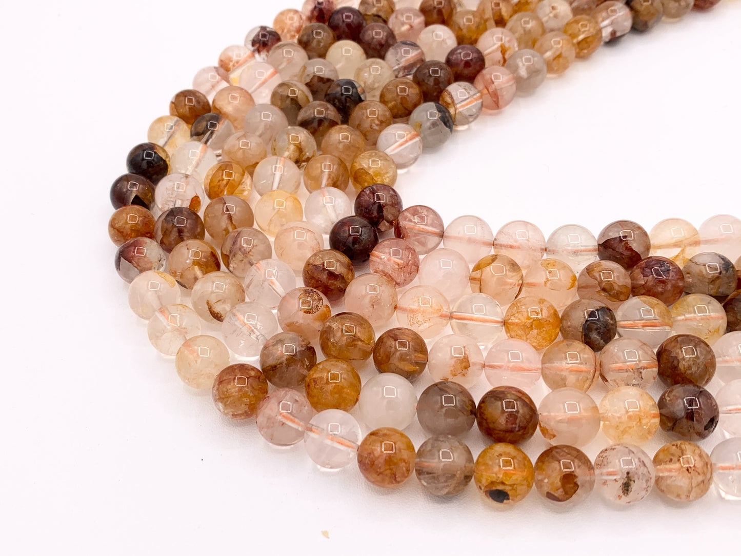 Natural Red Hematoid Quartz Round Smooth Natural Stone Beads 6mm 8mm 10mm Around 15"