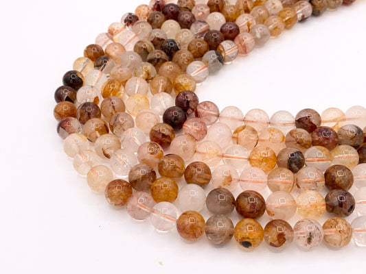 Natural Red Hematoid Quartz Round Smooth Natural Stone Beads 6mm 8mm 10mm Around 15"