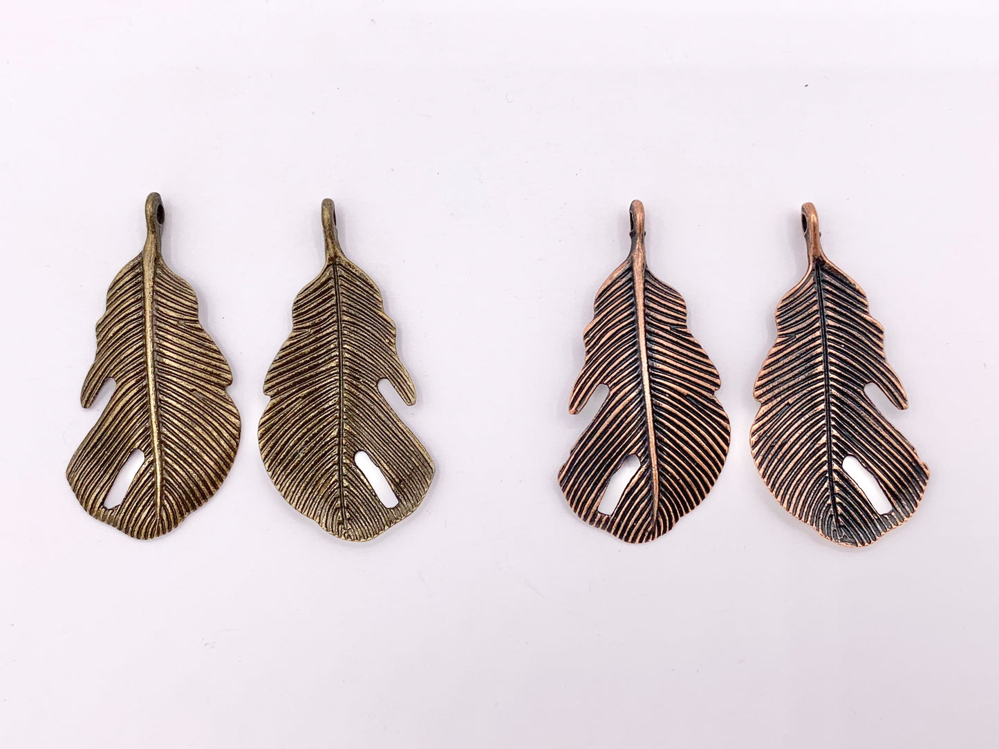 22x43mm Pewter Curved Leaf Pendants Bulk Order in Rosy Gold, Silver, Brass, Copper and Patina