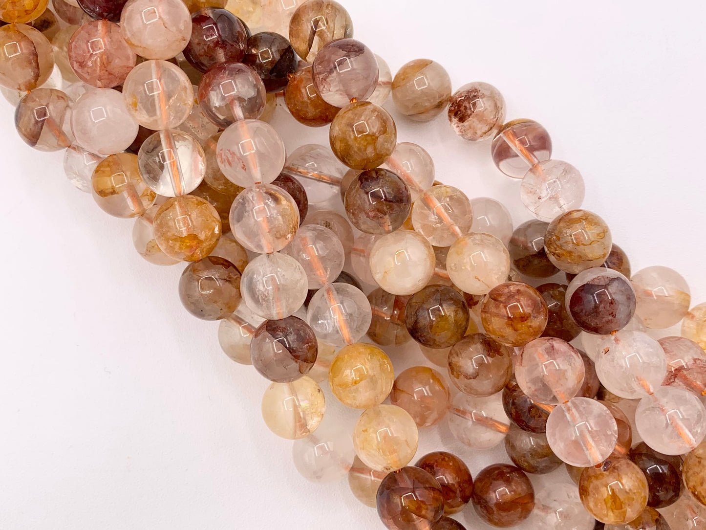 Natural Red Hematoid Quartz Round Smooth Natural Stone Beads 6mm 8mm 10mm Around 15"