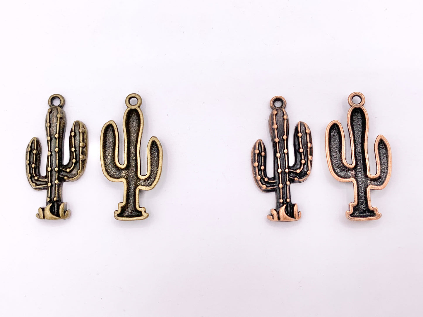 16x33mm Pewter Cactus Pendants Bulk Order in Rosy Gold, Silver, Brass, Copper 125 Grams