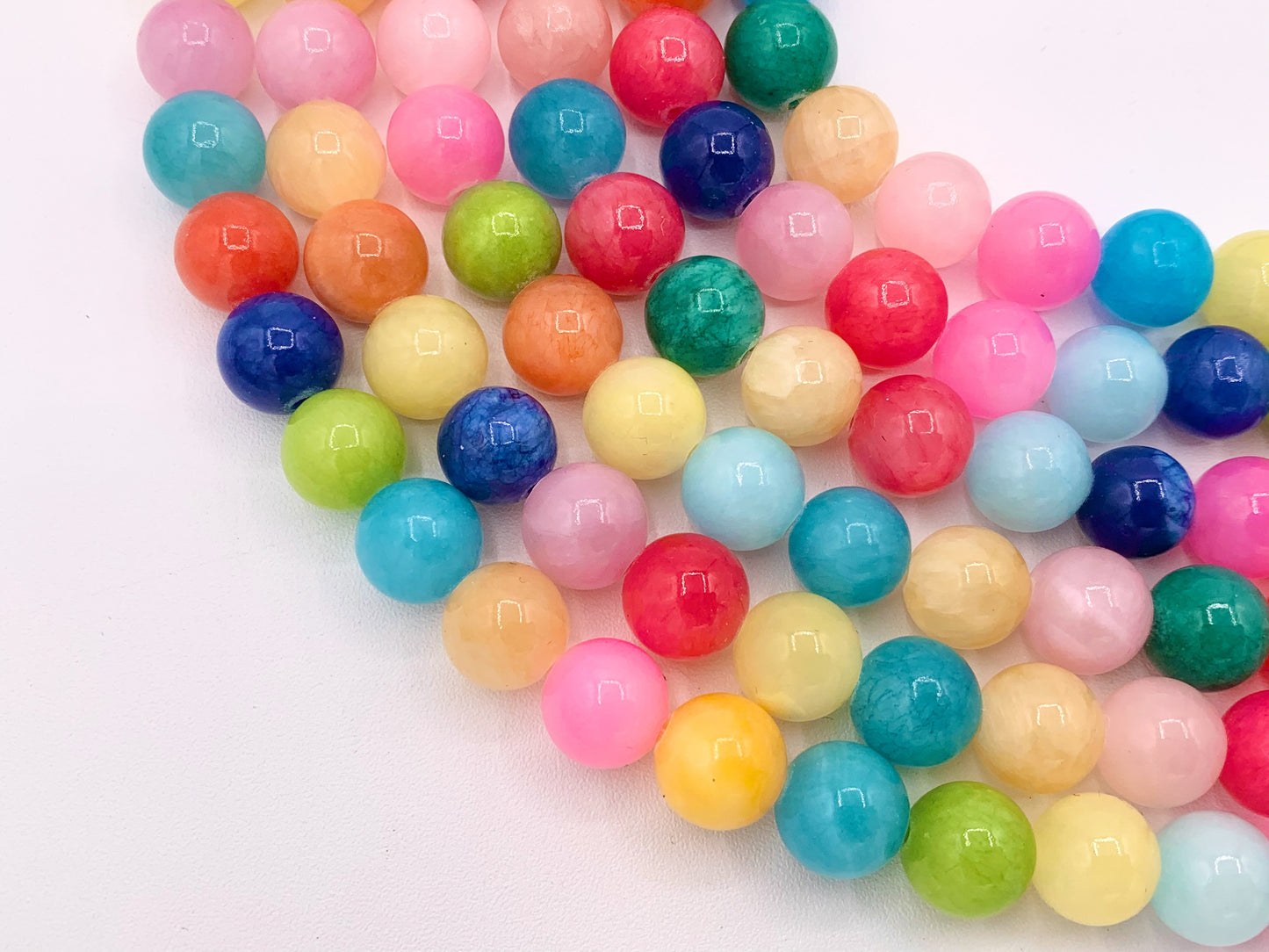 Colorful Dyed Jade Round Smooth Shiny Natural Stone Beads Beautiful Mixed Candy Color Beads 6mm 8mm 10mm 12mm Around 15"