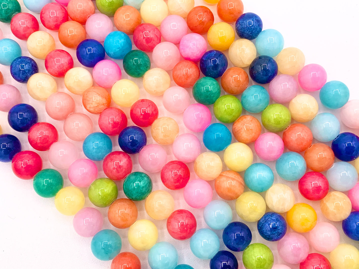 Colorful Dyed Jade Round Smooth Shiny Natural Stone Beads Beautiful Mixed Candy Color Beads 6mm 8mm 10mm 12mm Around 15"