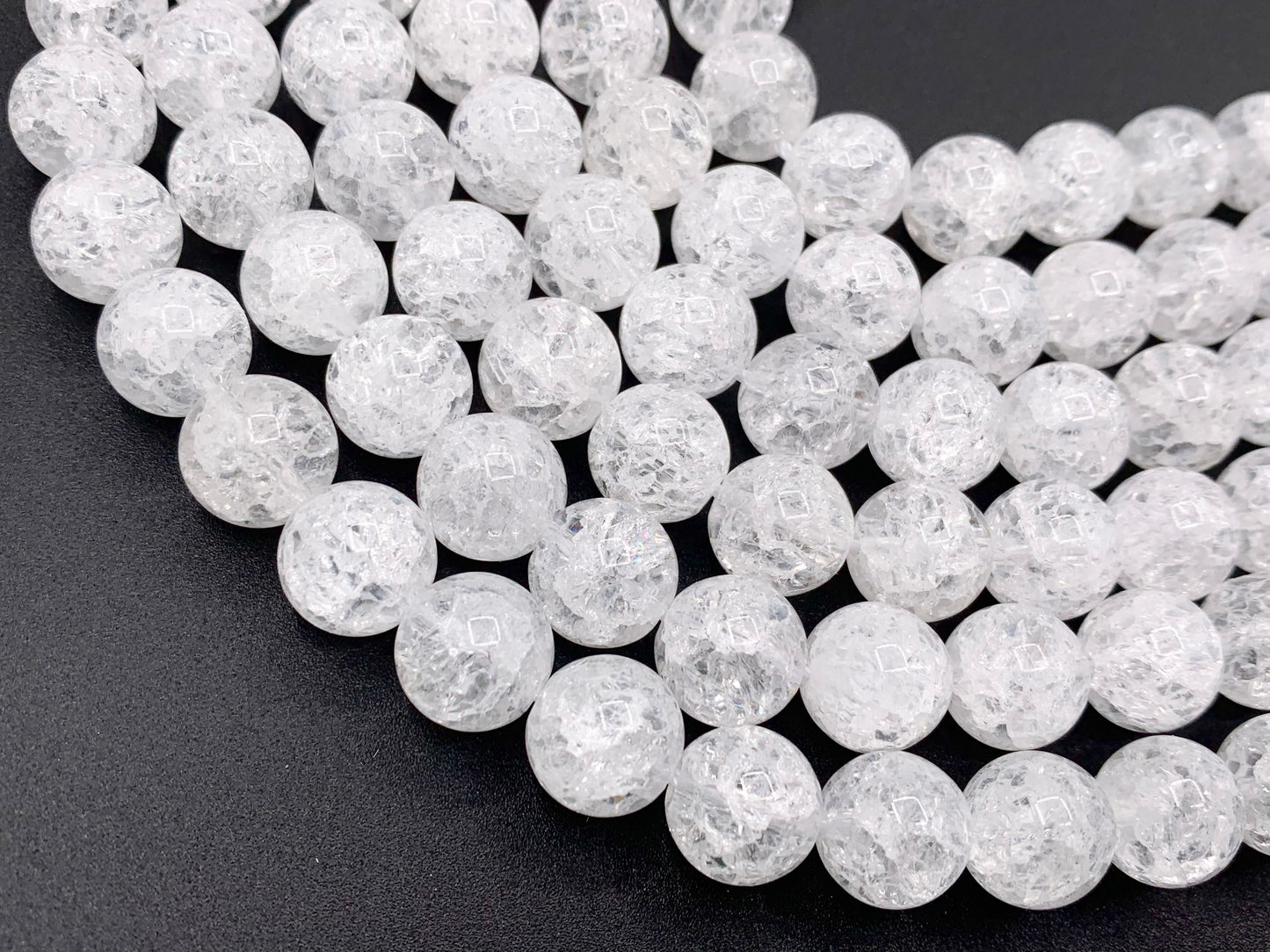 Natural Crackle Clear Quartz Round Smooth Shiny Beads Healing Crystalline Gemstone 4mm 6mm 8mm 10mm 12mm Around 15"