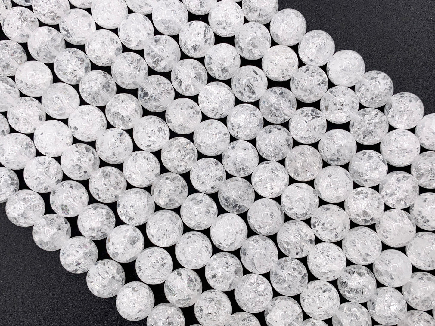 Natural Crackle Clear Quartz Round Smooth Shiny Beads Healing Crystalline Gemstone 4mm 6mm 8mm 10mm 12mm Around 15"