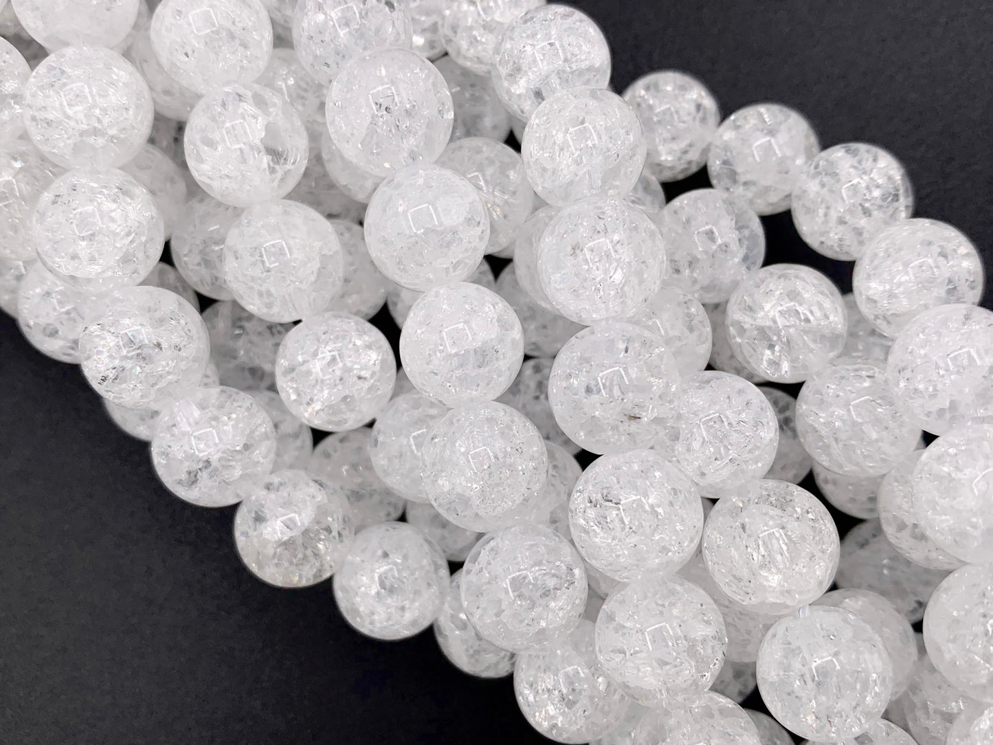Natural Crackle Clear Quartz Round Smooth Shiny Beads Healing Crystalline Gemstone 4mm 6mm 8mm 10mm 12mm Around 15"