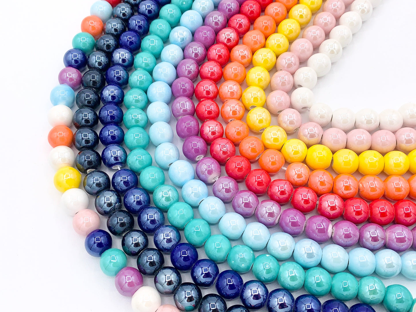 10mm Electroplated Ceramic Porcelain Beads Large Hole Round Shiny Glossy Beads For Jewelry Making In 11 Colors Around 11"
