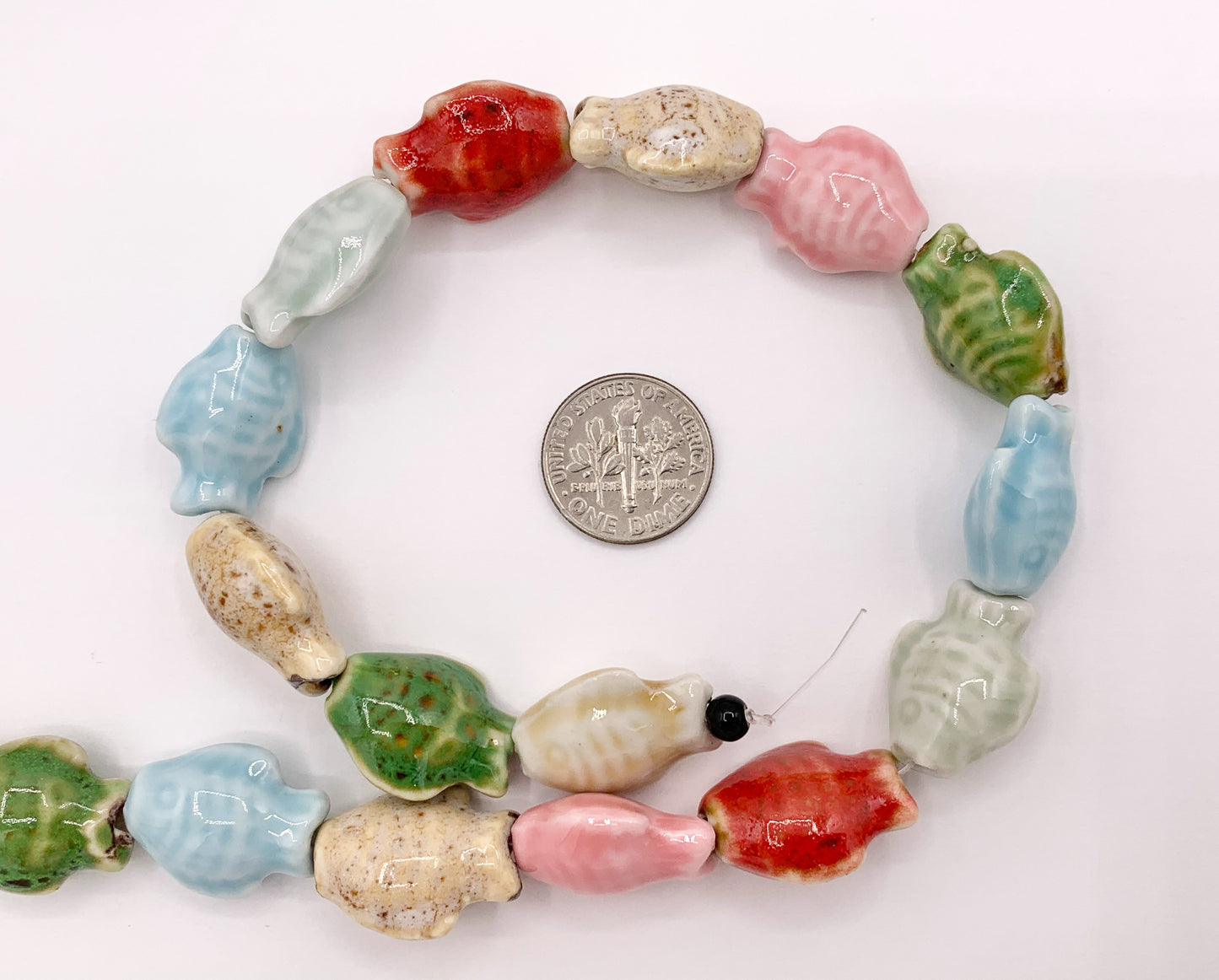 Puffy Fish Shape Ceramic Porcelain Shiny Beads For Jewelry Making 14-15" Price For 1 Strand