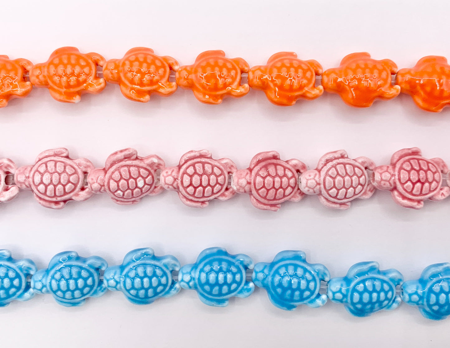 Puffy Turtle Shape Ceramic Porcelain Shiny Beads For Jewelry Making 14-15" Price For 1 Strand