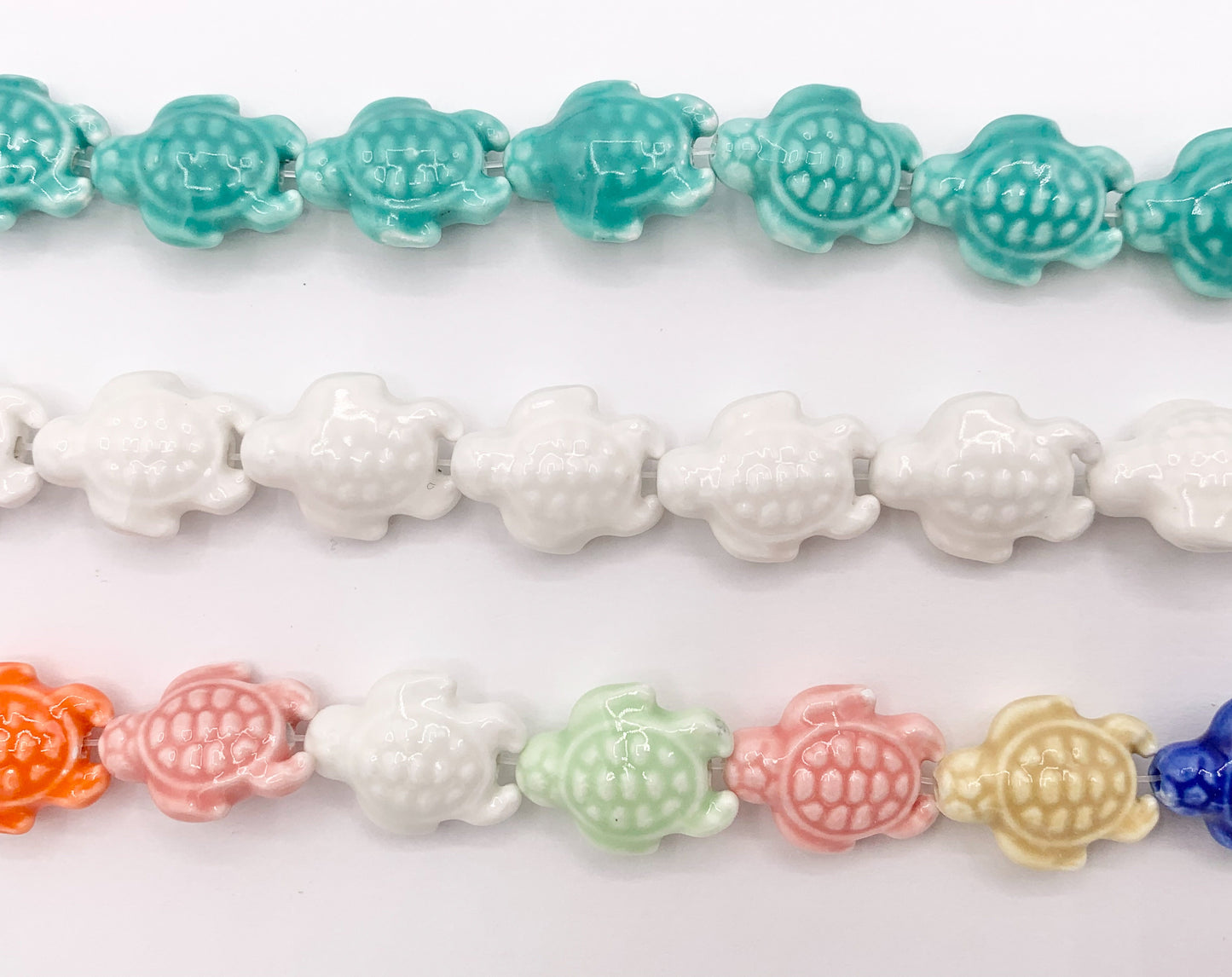 Puffy Turtle Shape Ceramic Porcelain Shiny Beads For Jewelry Making 14-15" Price For 1 Strand