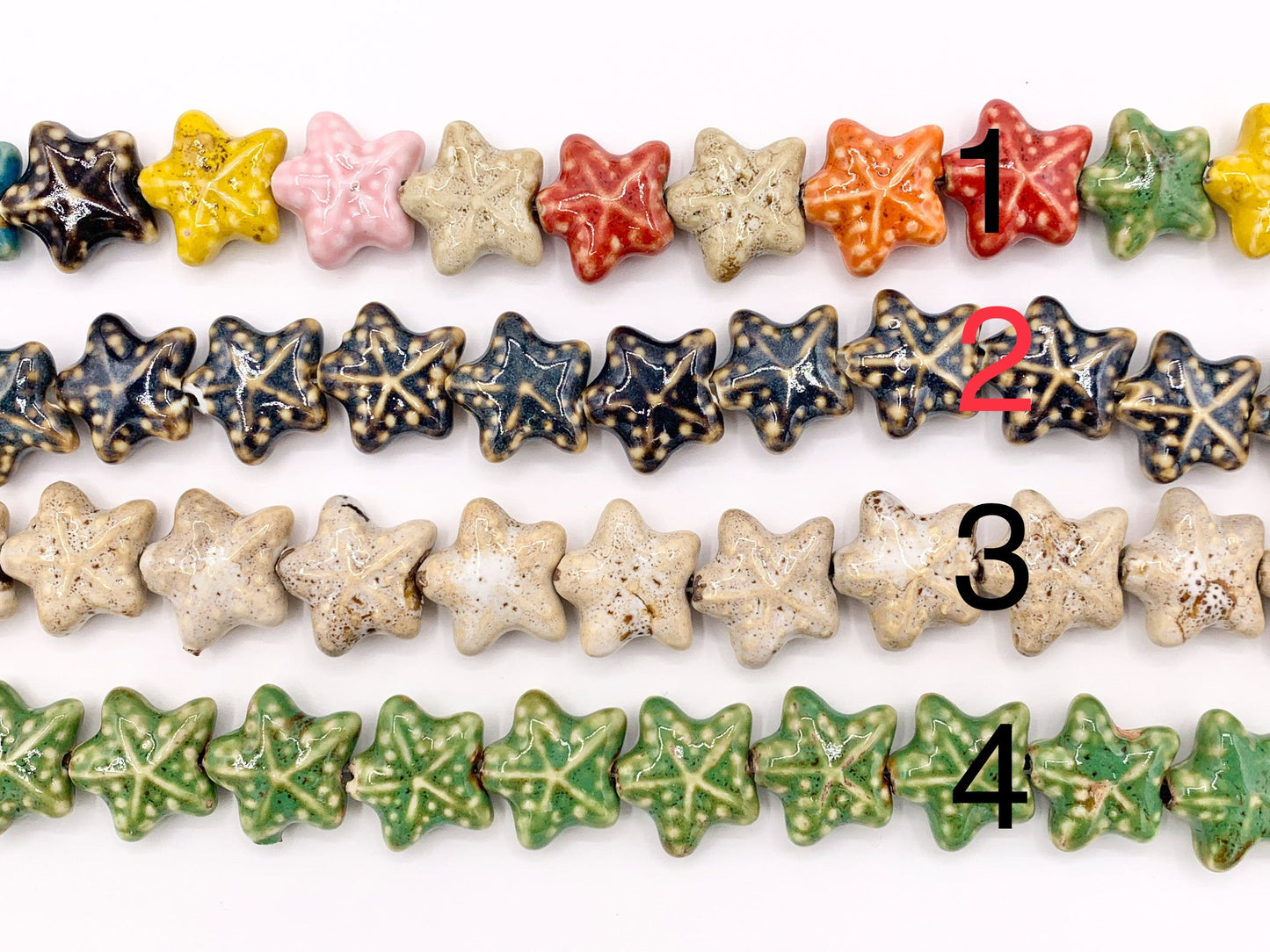 Puffy Starfish Shape Ceramic Porcelain Shiny Beads For Jewelry Making 13-14" Price For 1 Strand