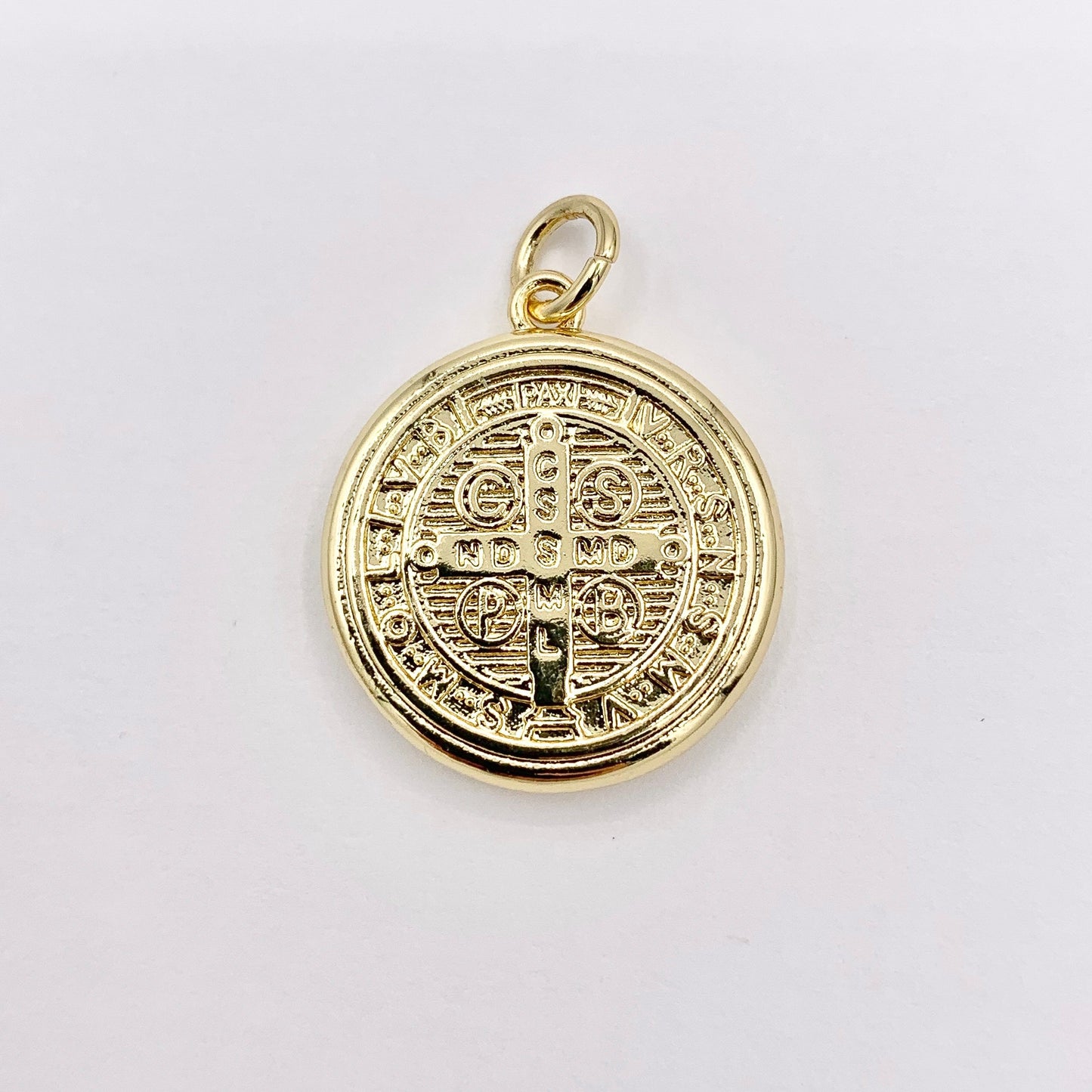 2 Tone Religious St Benedict Charms in 18K Gold & Silver Plated over Copper 6 PCS