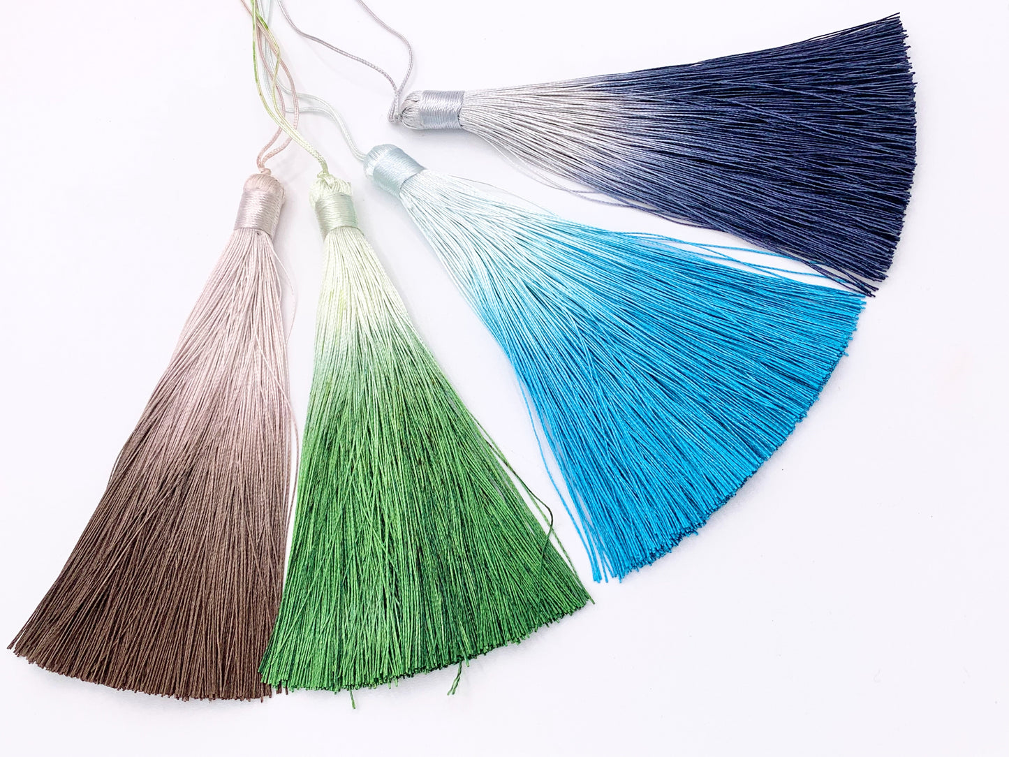 5.25 inches Long Silk Tassel Beautiful Graduate Color Handmade Tassel Large Mala Tassel Brown Green Blue Navy Blue