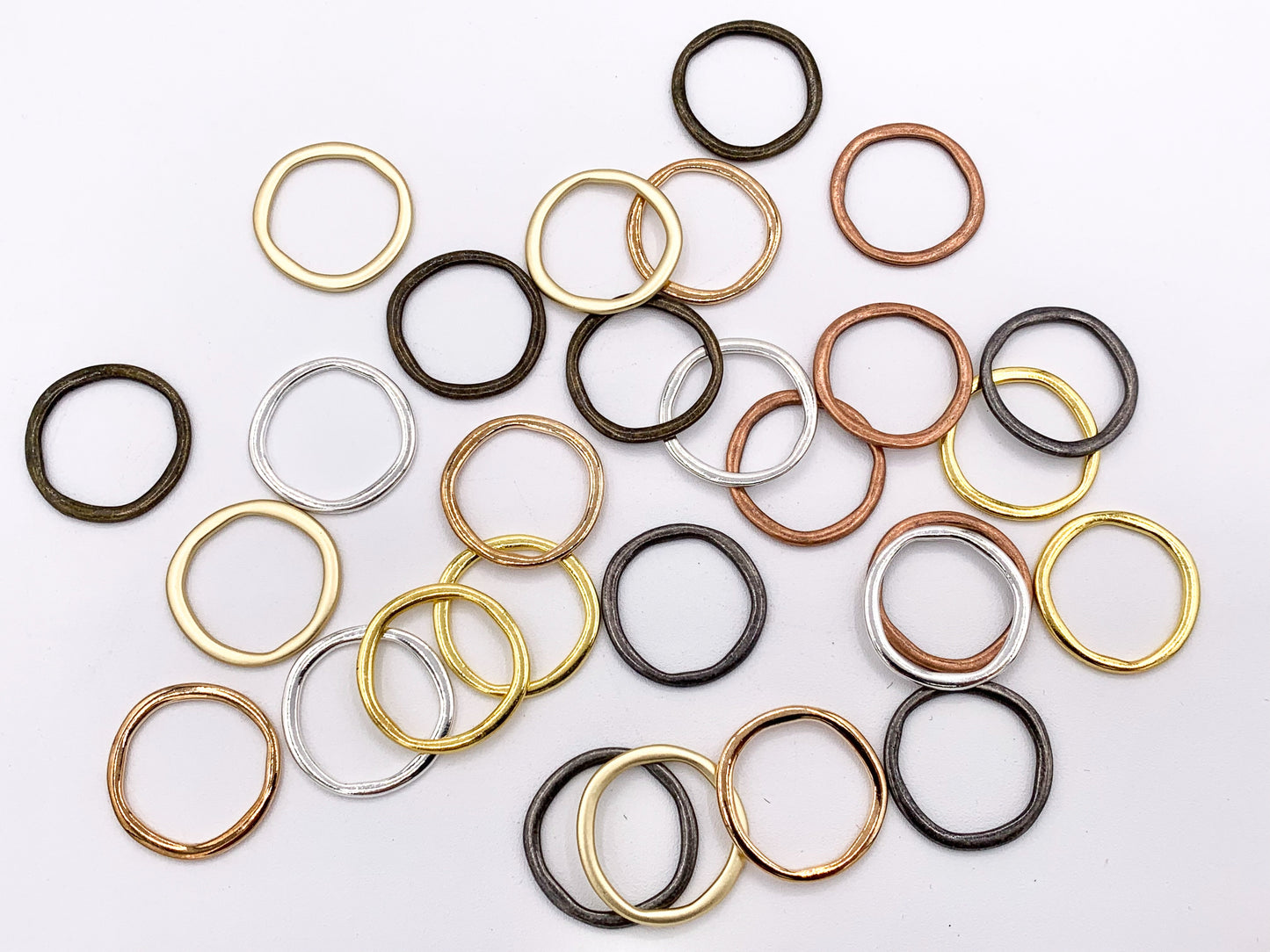 23mm Pewter Irregular Circle Pendants Hoop Ring Bulk Order in 7 Colors