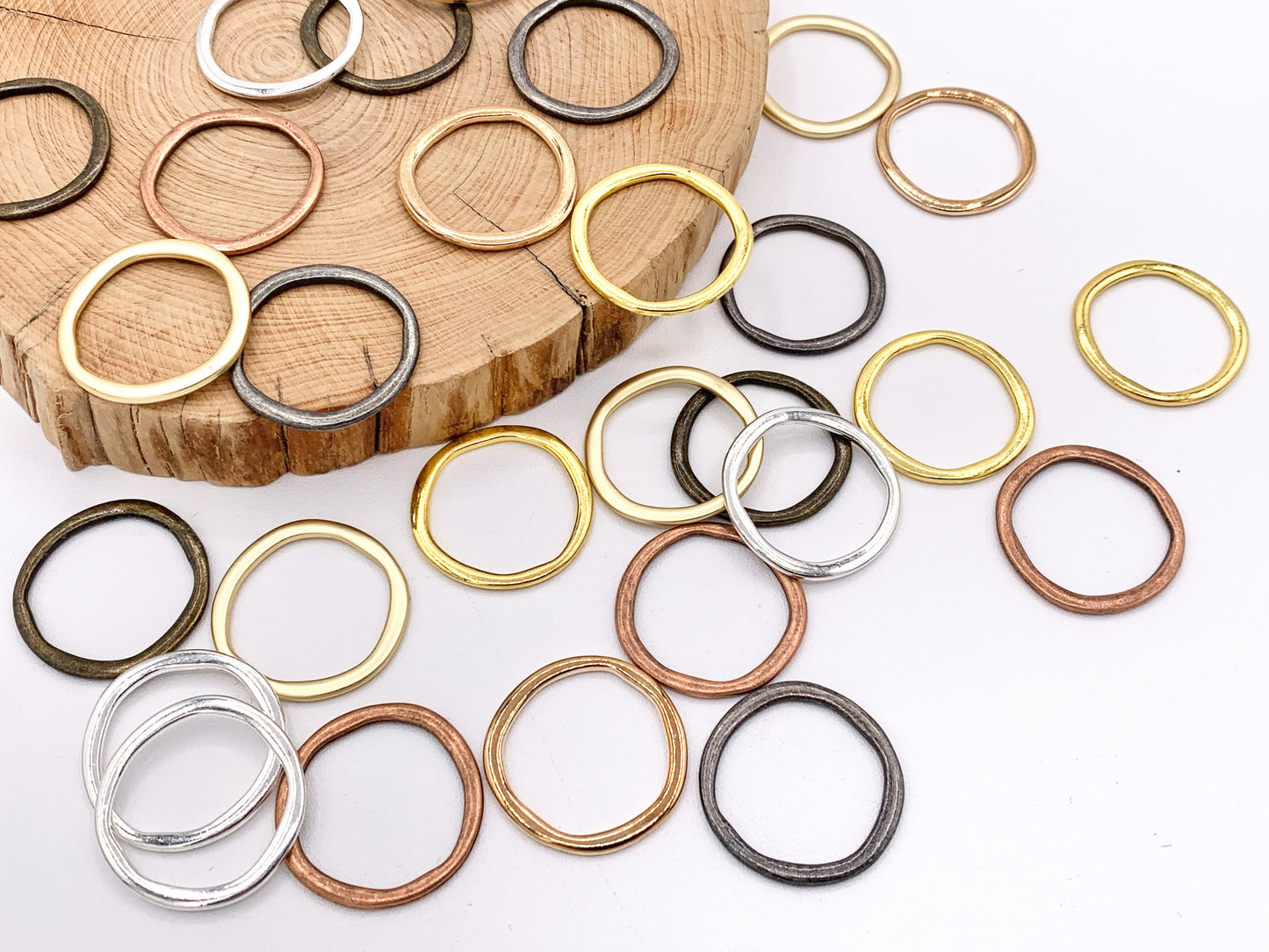 23mm Pewter Irregular Circle Pendants Hoop Ring Bulk Order in 7 Colors