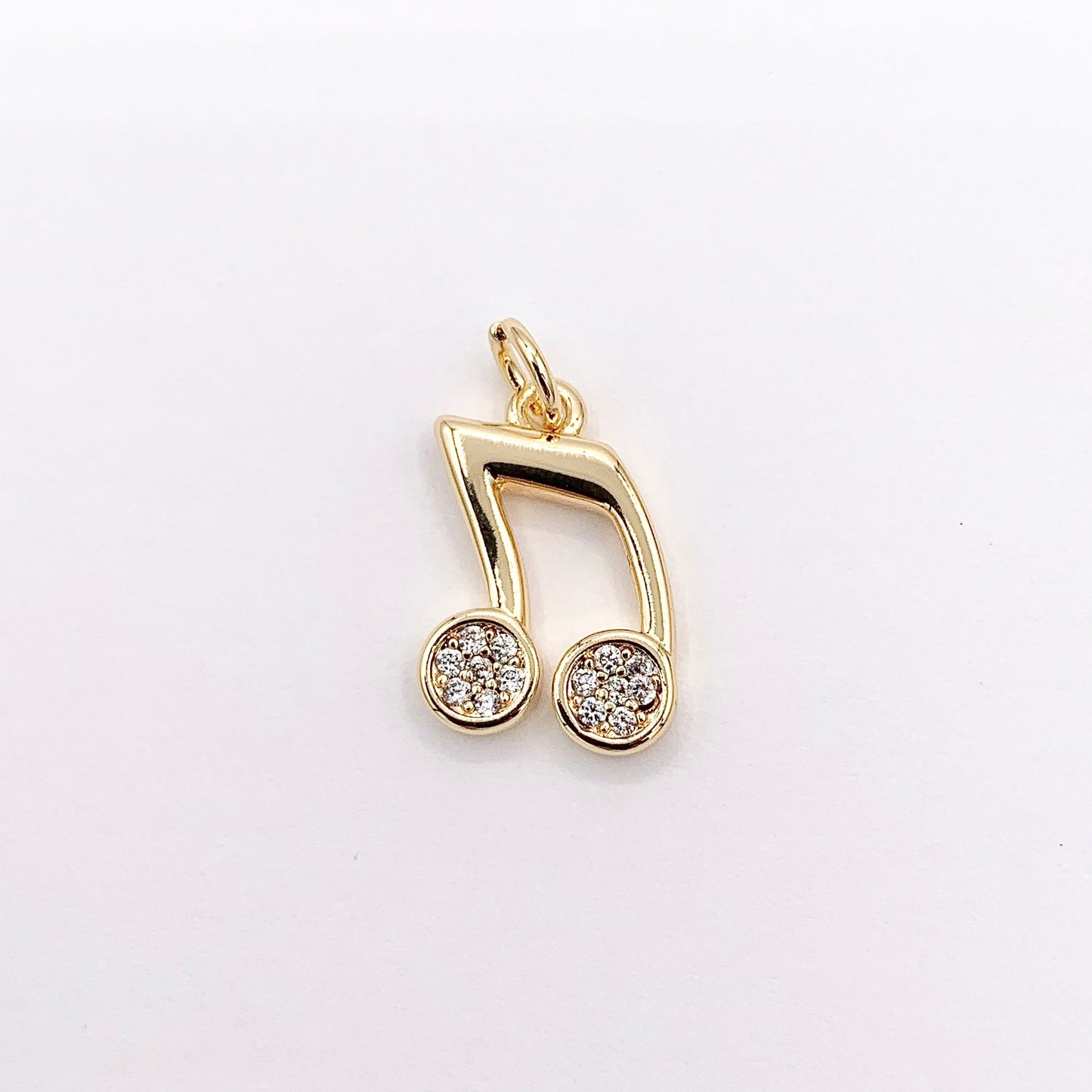 Gold Quaver Music Note CZ Pave Charms in Real Gold 18K Plated Copper 8 PCS