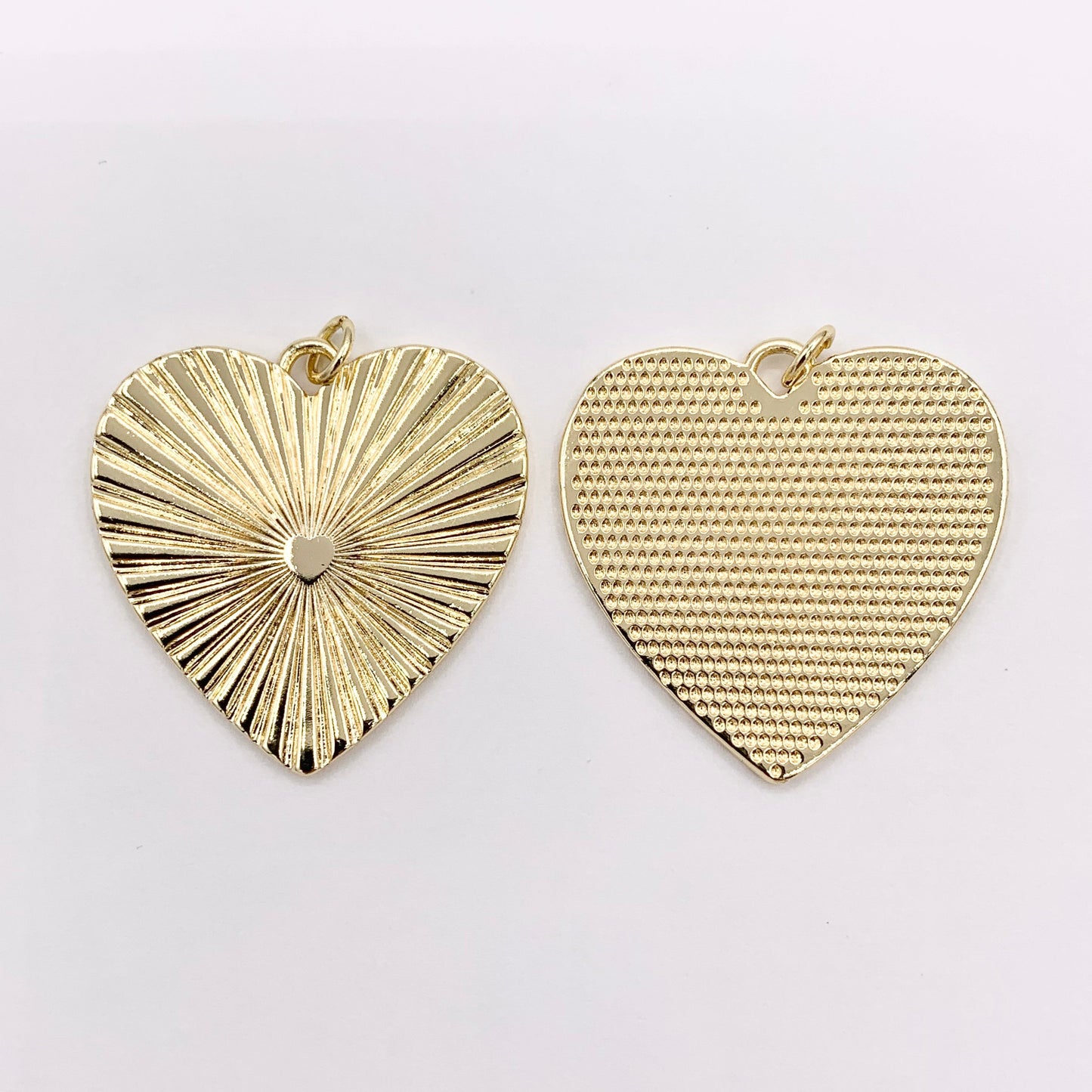 Large Heart Charms Real 18K Gold Plated Heart Pendant Over Brass 5 PCS