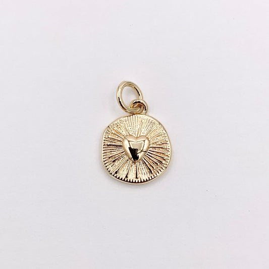 10mm Tiny Heart Coin Charm in Real Gold 18K Plated Over Copper 10 PCS