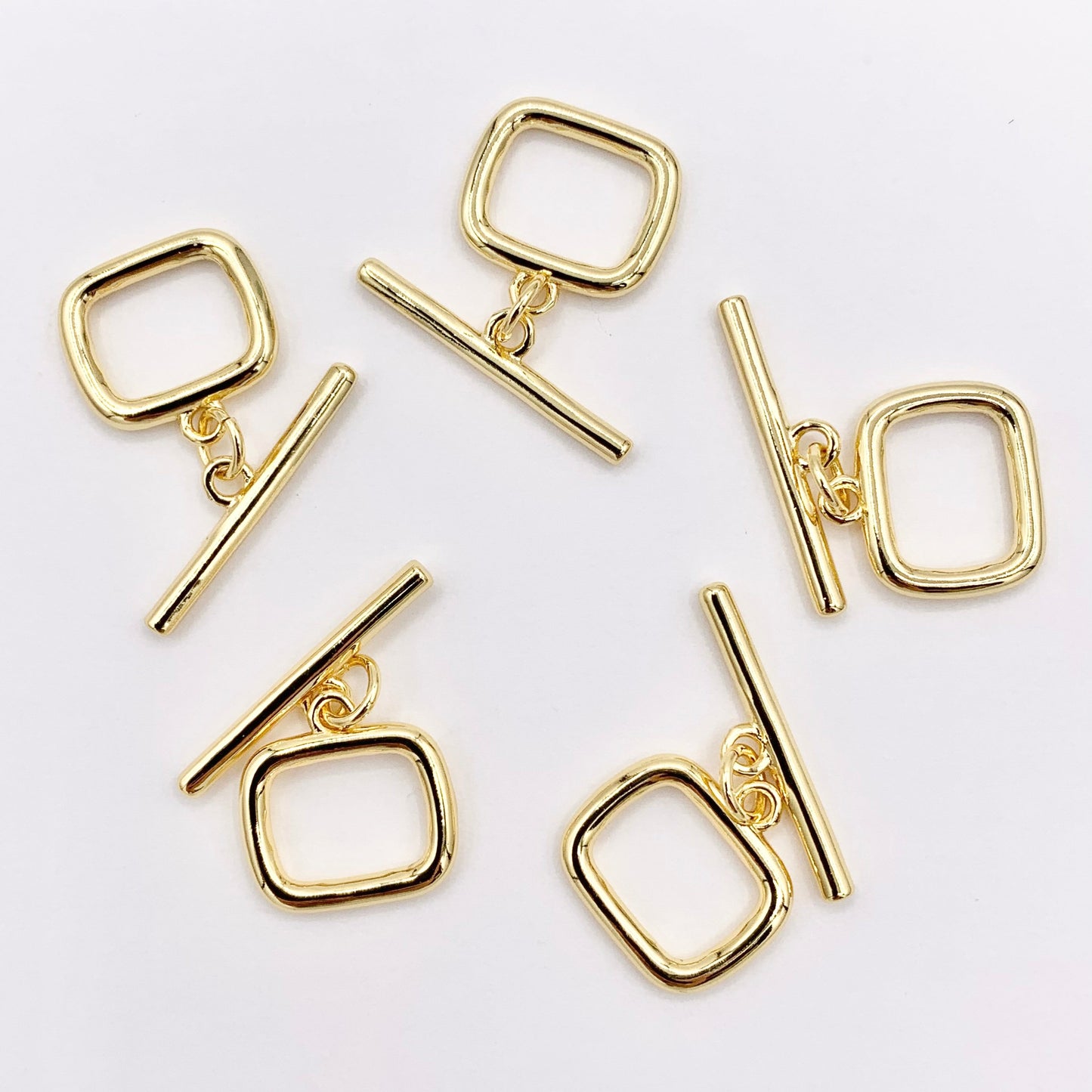 Minimalist Rectangular Toggle in Real Gold 18K Plated Over Copper 10 PCS