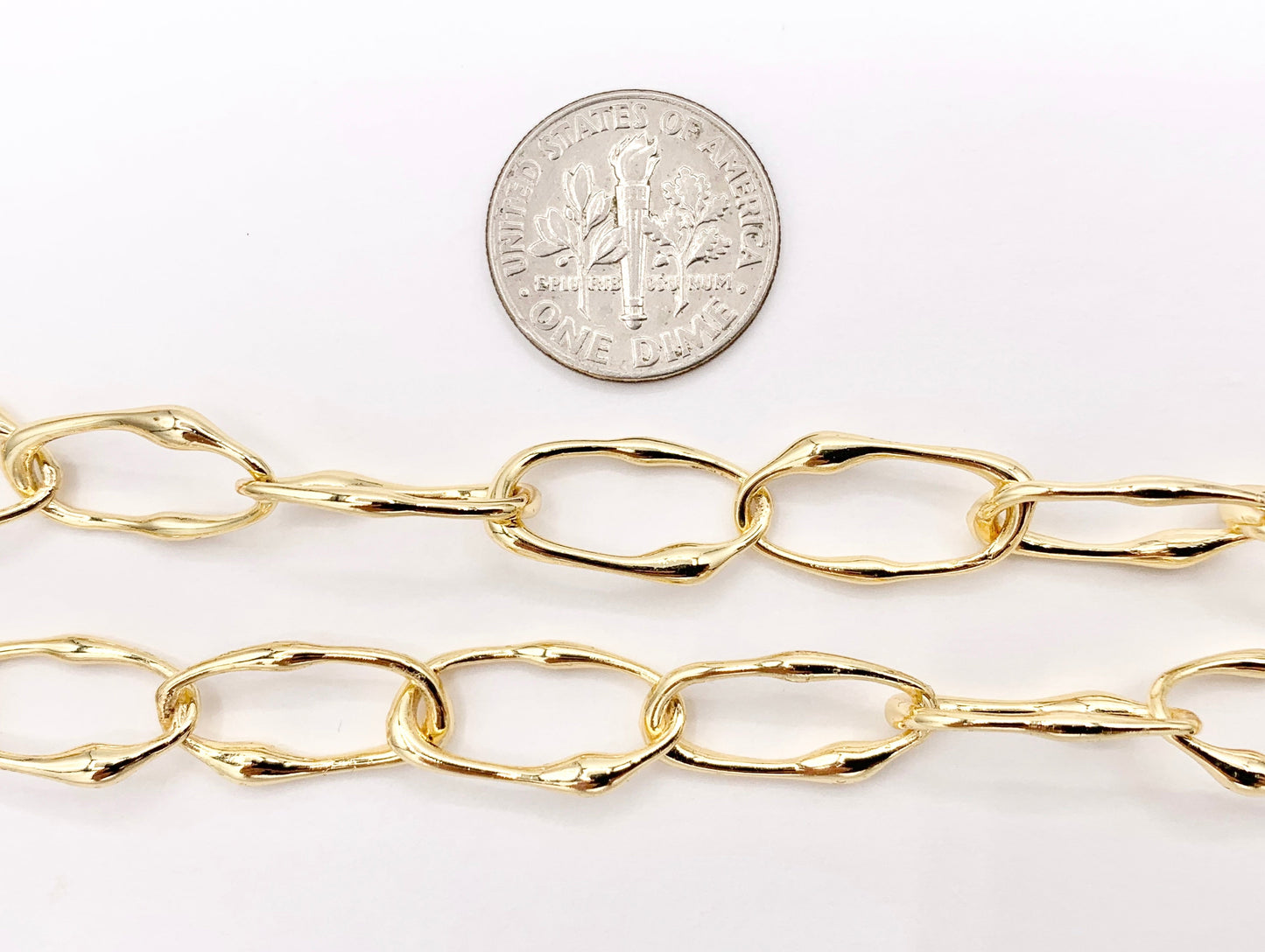 Irregular Oval Chain in Real 18K Gold Plated Chain By The Spool For Jewelry Making