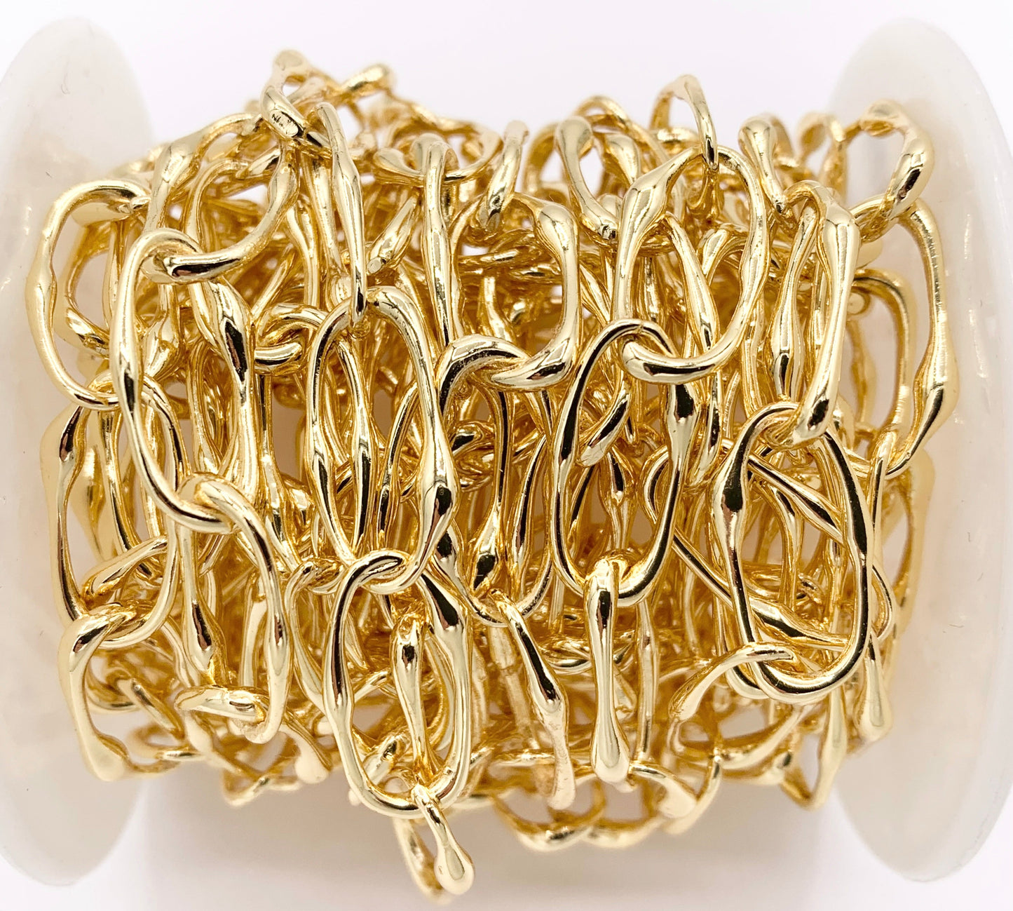 Irregular Oval Chain in Real 18K Gold Plated Chain By The Spool For Jewelry Making