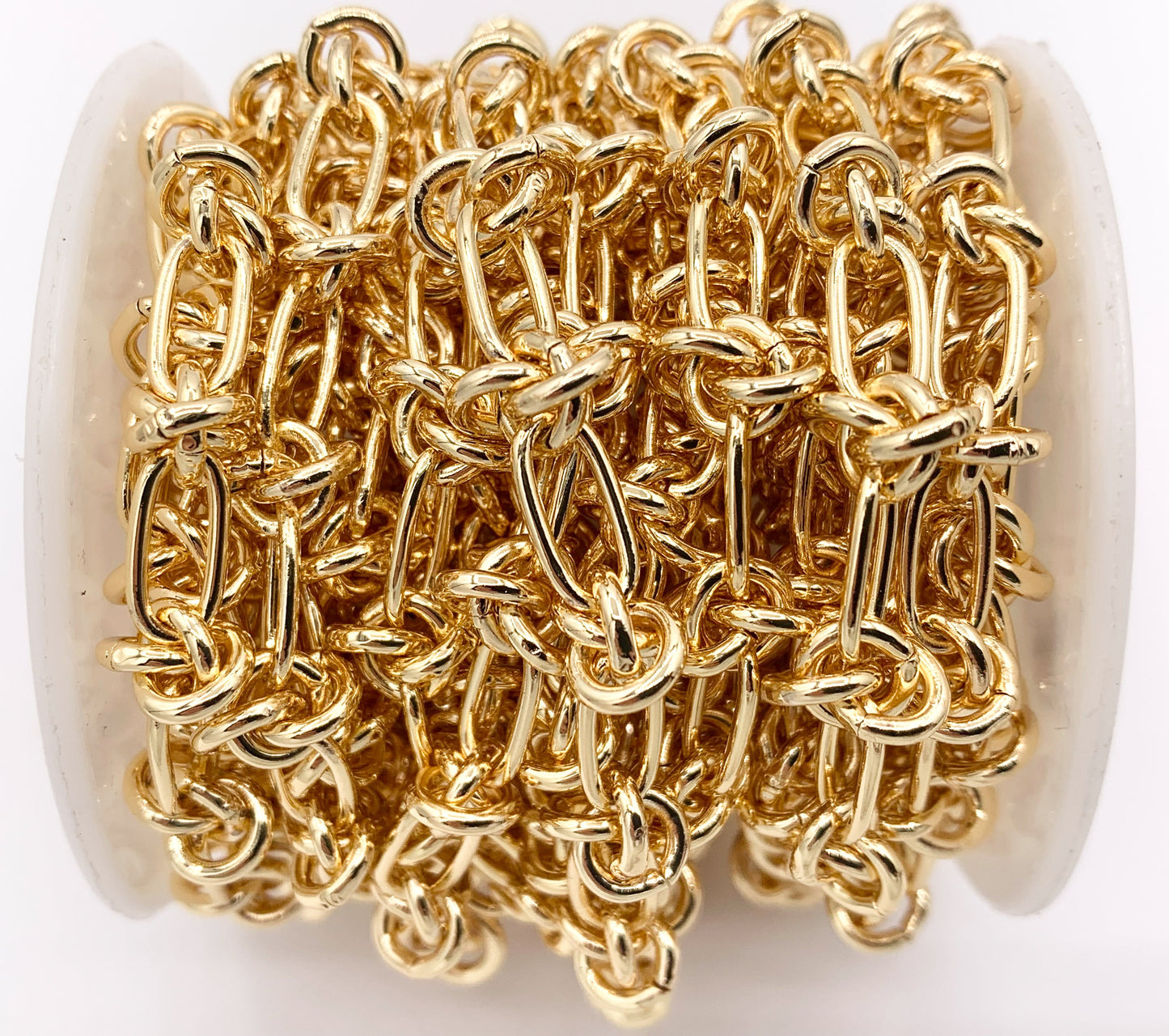 Oval/Paperclip Chain with Knot Links in Real 18K Gold Plated Chain By The Spool For Jewelry Making