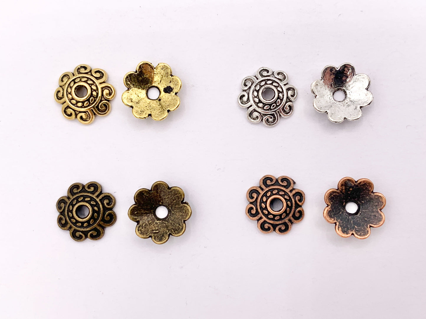 10mm Pewter Bead Caps Cute Space Beads in Gold, Silver, Copper and Bronze Color 125g