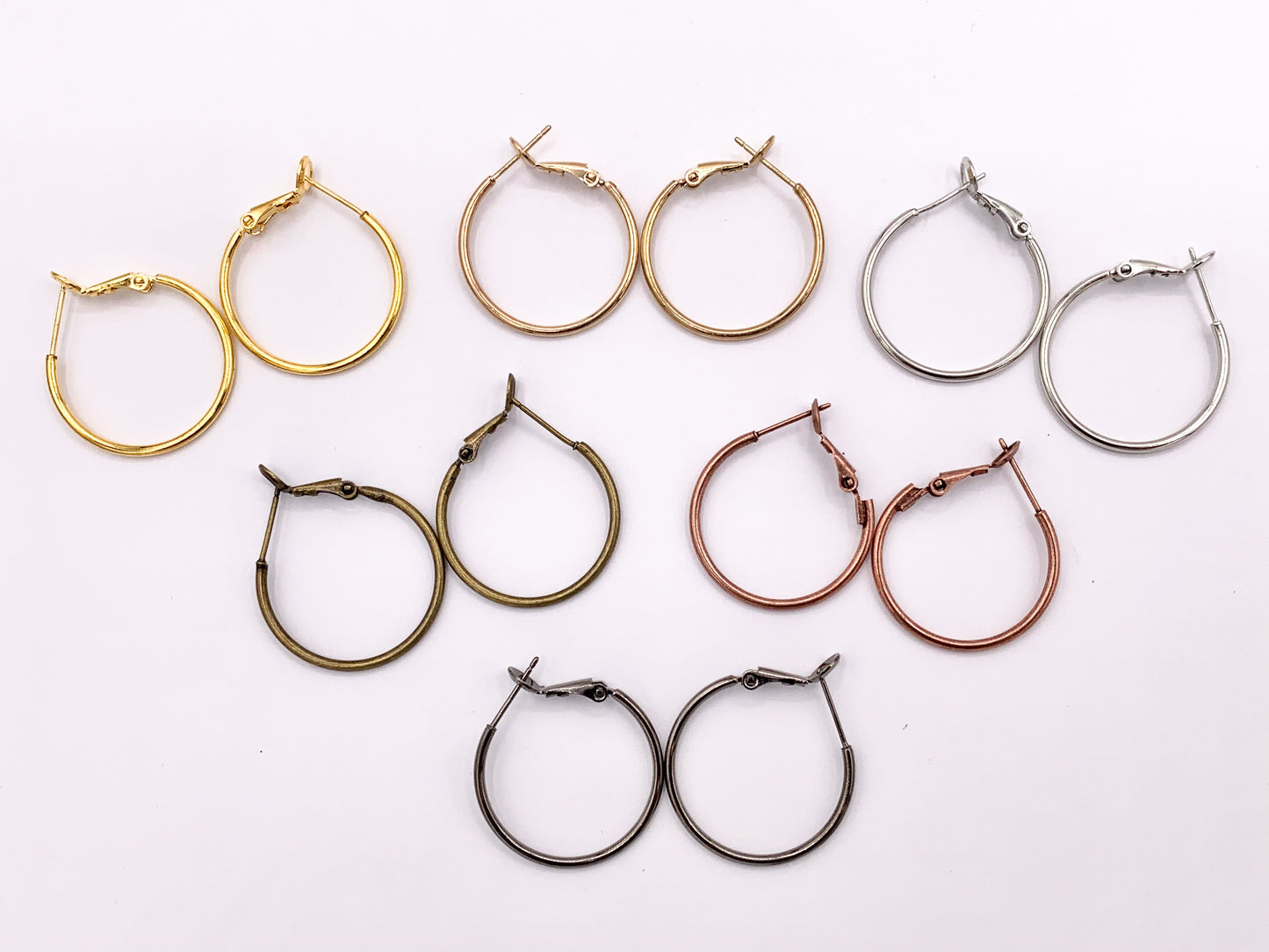 25mm Pewter Plain Earring Hoops Available in Gold, Silver, Copper, Brass And Gunmetal 9 PAIRS