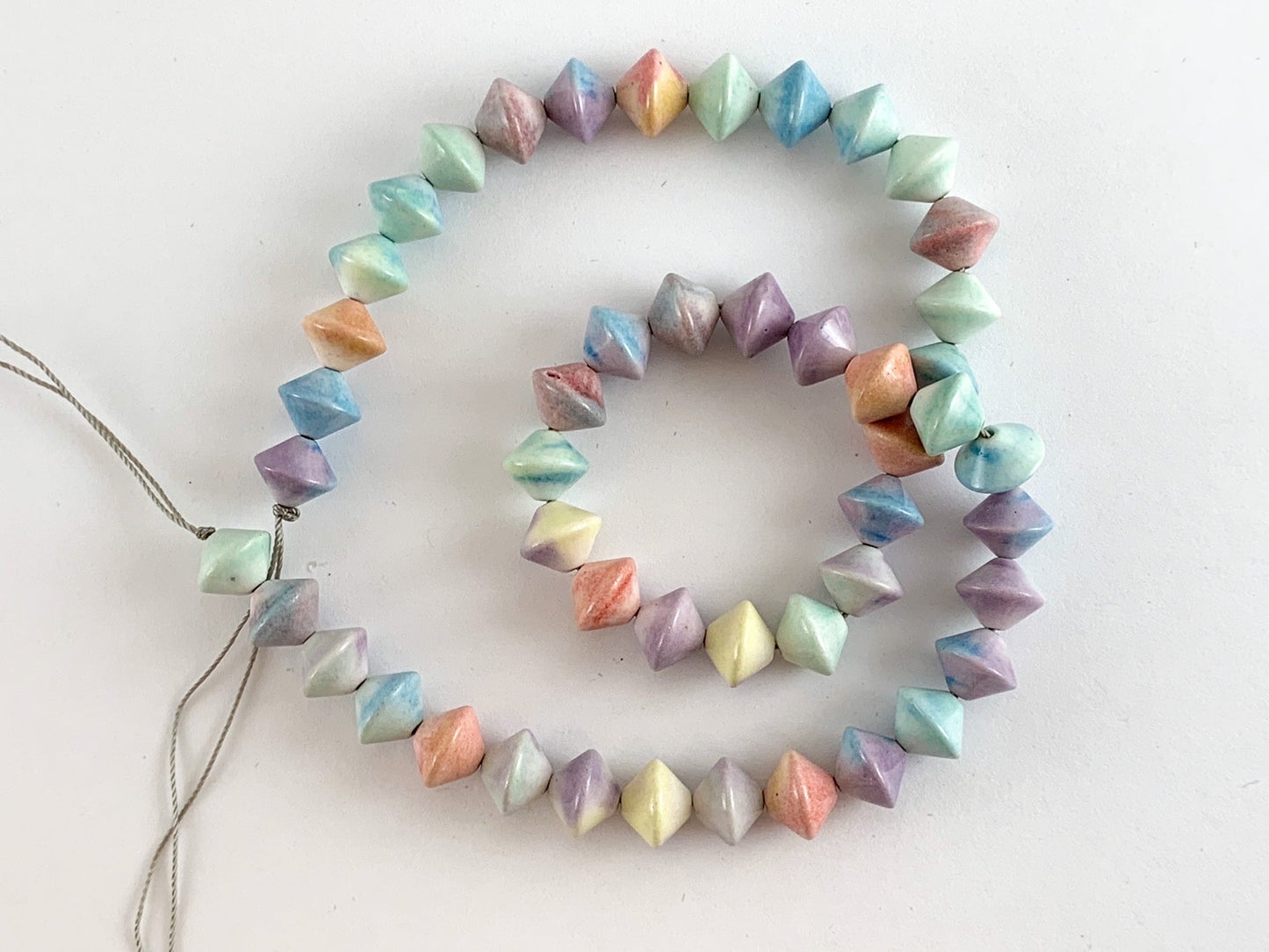 Soft Color Agate Bicone Smooth Shiny Beads Around 16"- 1 strand