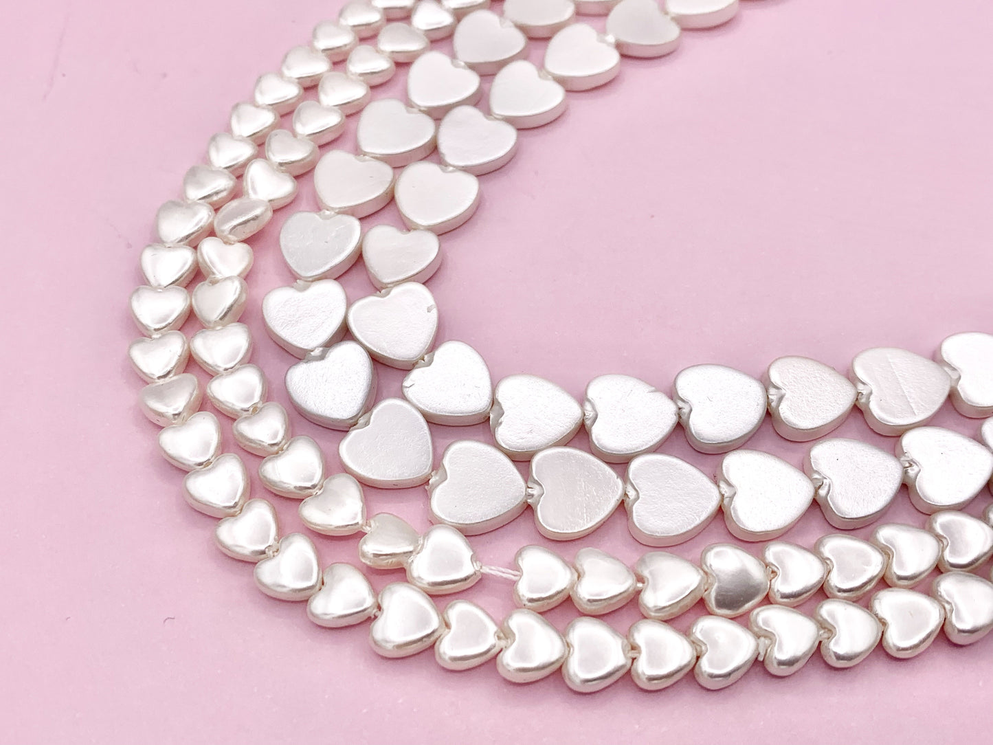 6mm 8mm Shell Pearl Heart Shape Mother of Pearl White Heart Beads Around 15-16"