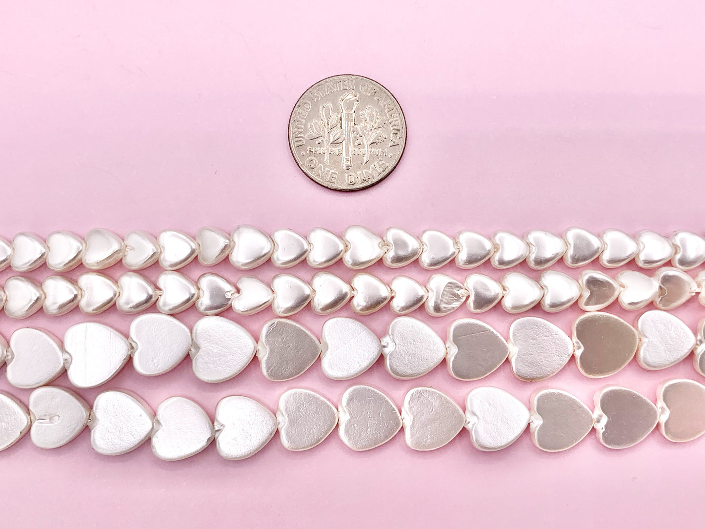 6mm 8mm Shell Pearl Heart Shape Mother of Pearl White Heart Beads Around 15-16"