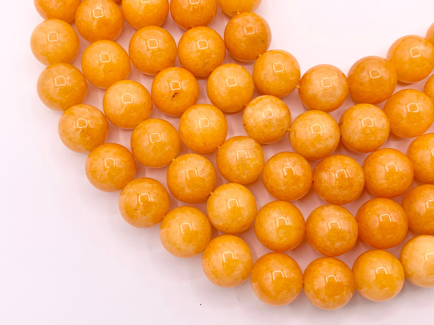 Bright Orange Dyed Malaysian Jade Round Smooth Shiny Natural Stone Beads Beautiful Candy Color Beads 6mm 8mm 10mm 12mm Around 15"