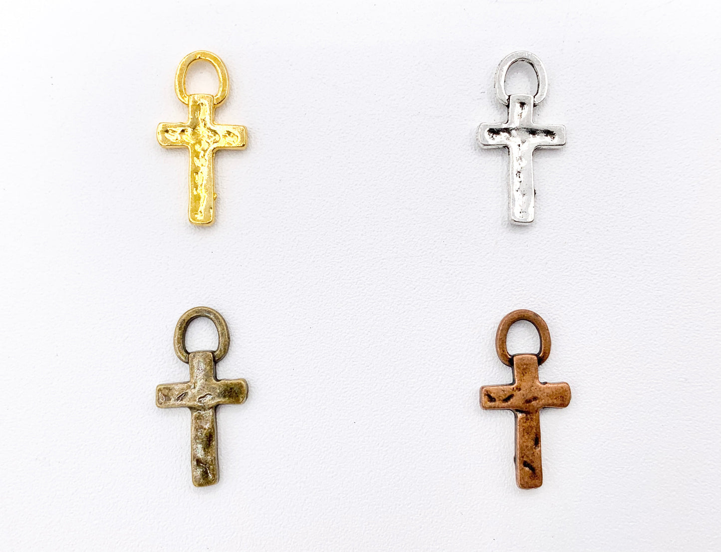 10x20mm Pewter Small Cross Charms Tiny Religious Pendant Bulk Order Gold, Silver, Bronze, Copper
