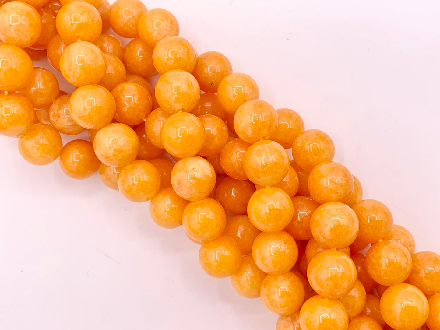 Bright Orange Dyed Malaysian Jade Round Smooth Shiny Natural Stone Beads Beautiful Candy Color Beads 6mm 8mm 10mm 12mm Around 15"
