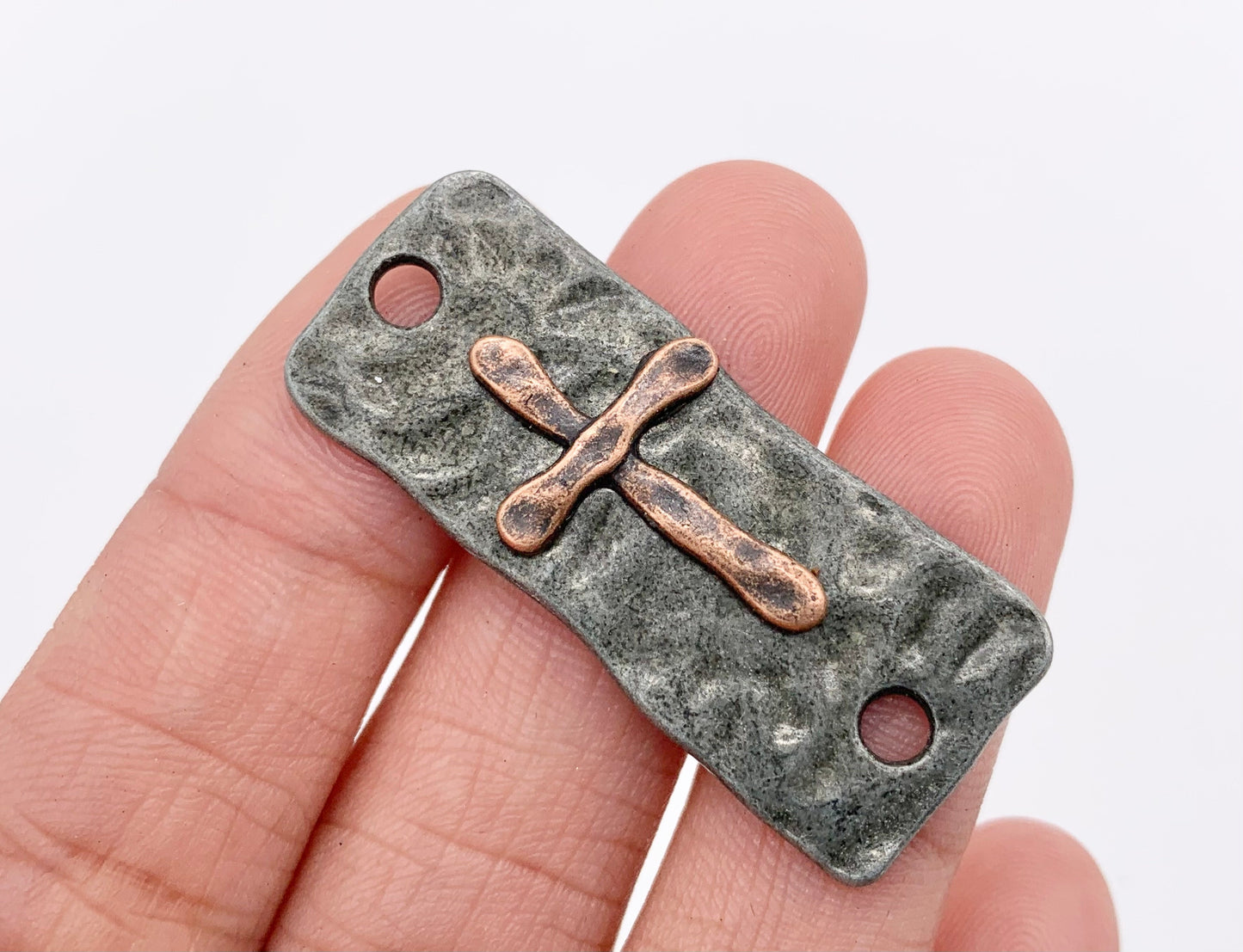 15x37mm Pewter Cross Rectangular Pendants in Gold, Silver, Bronze, Copper, Gunmetal